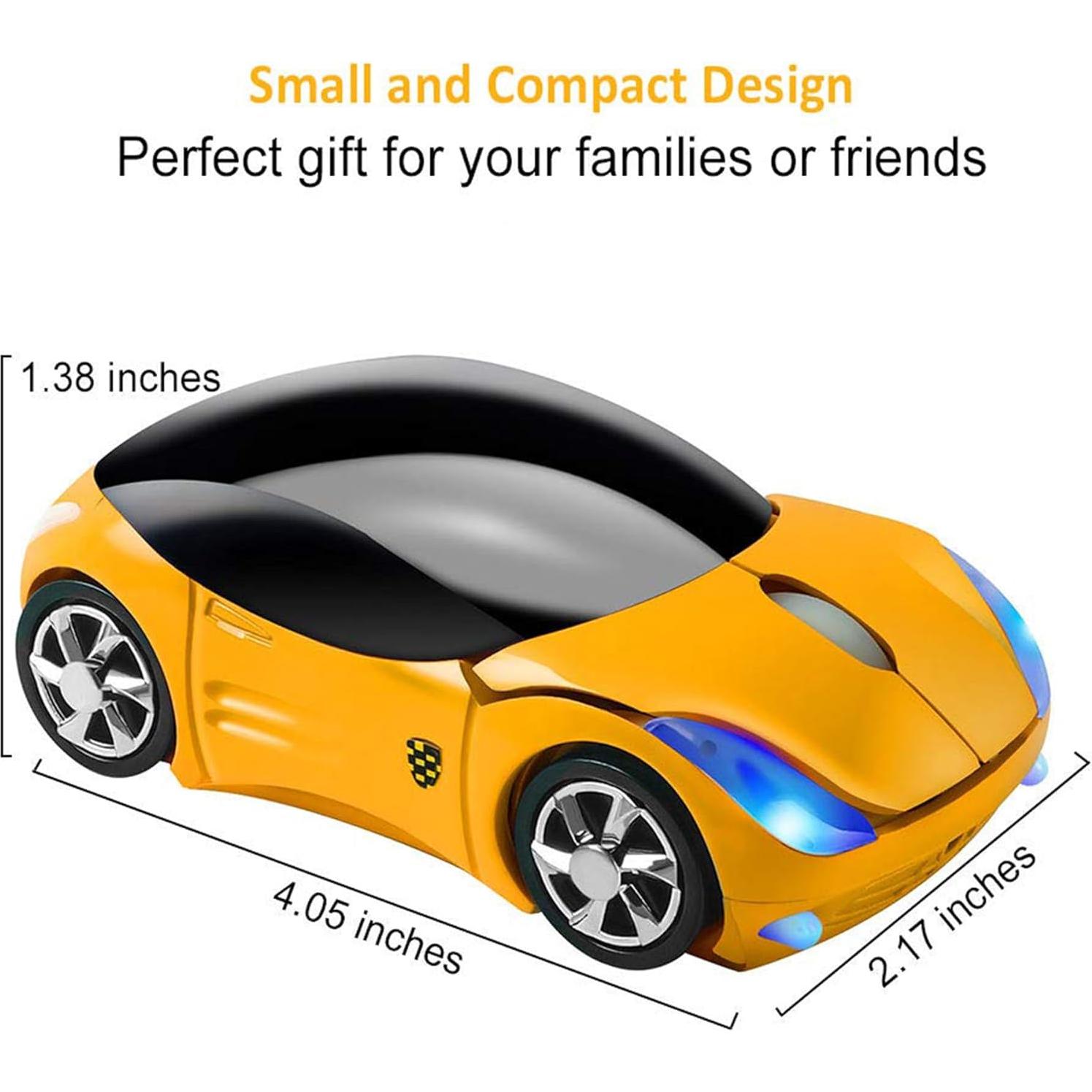 Ratón Inalámbrico CHUYI en Forma de Coche Amarillo 1600DPI