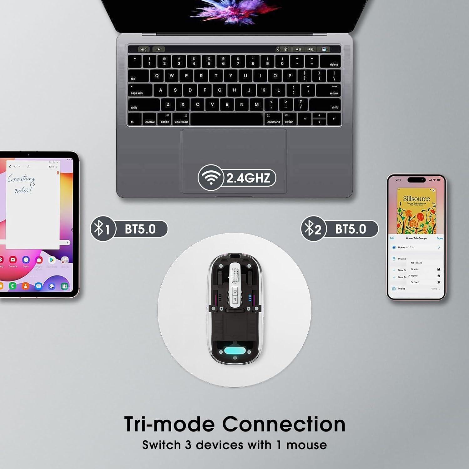 Ratón Inalámbrico Bluetooth Vxeei Transparente Recargable