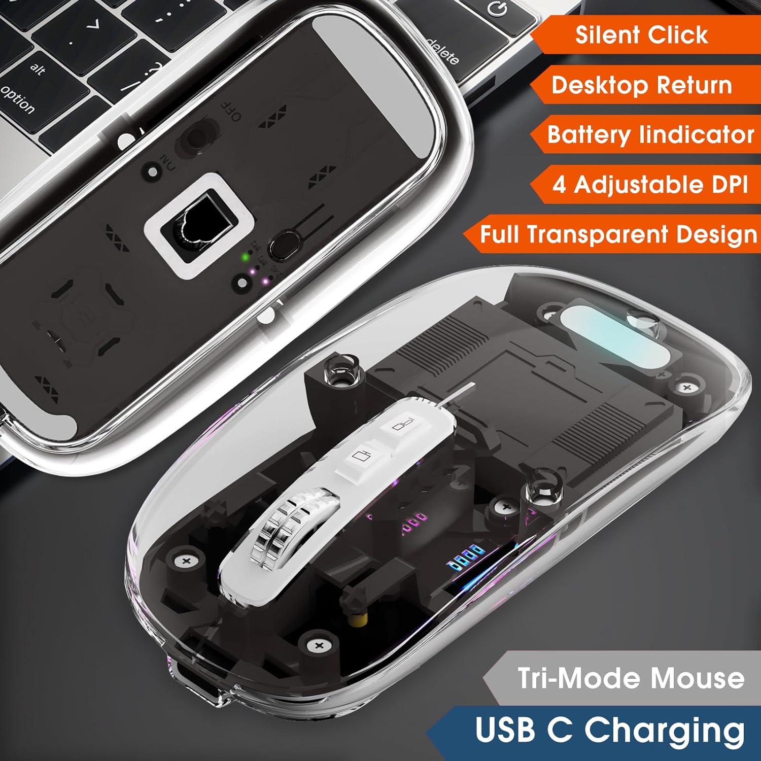 Ratón Inalámbrico Bluetooth Vxeei Transparente Recargable