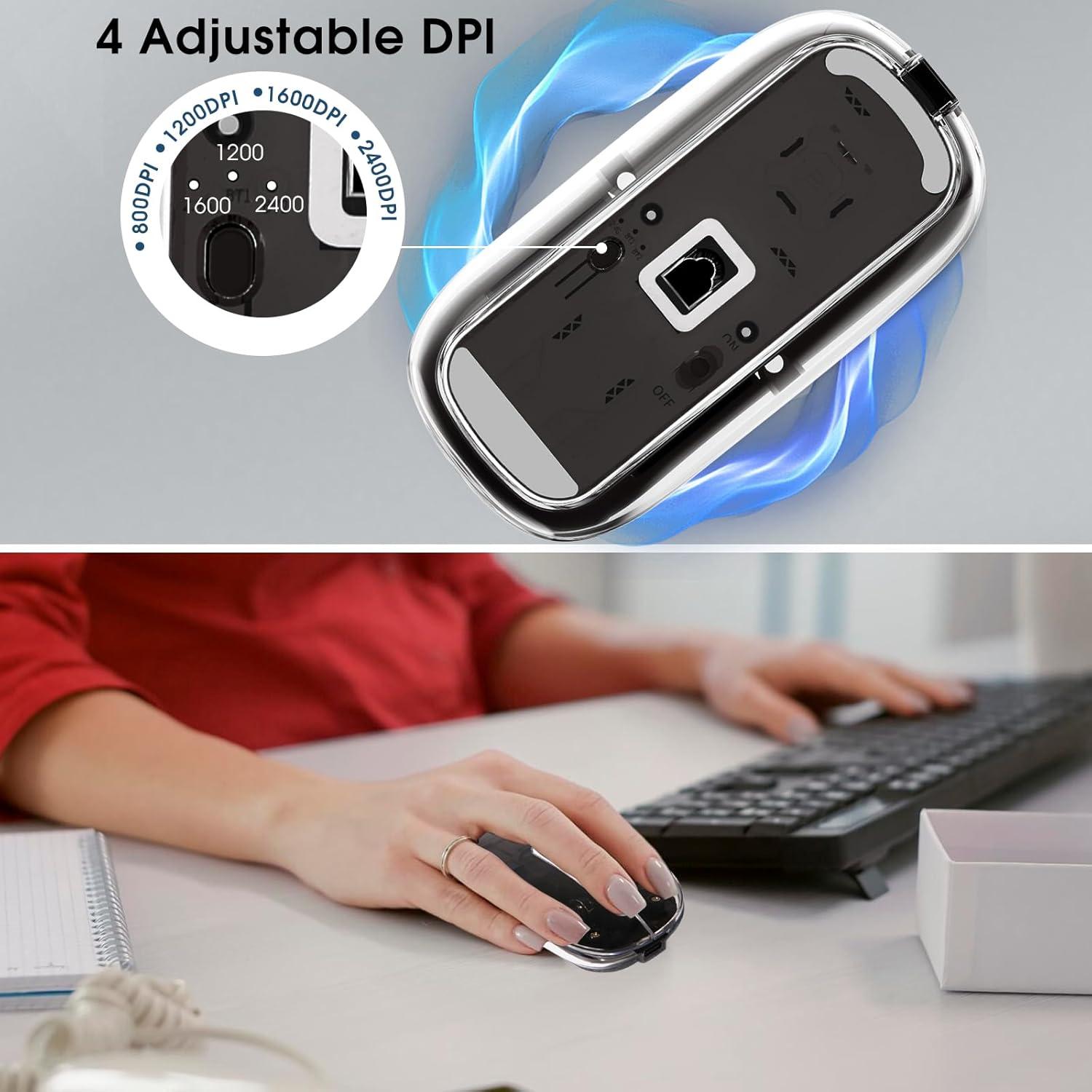 Ratón Inalámbrico Bluetooth Vxeei Transparente Recargable