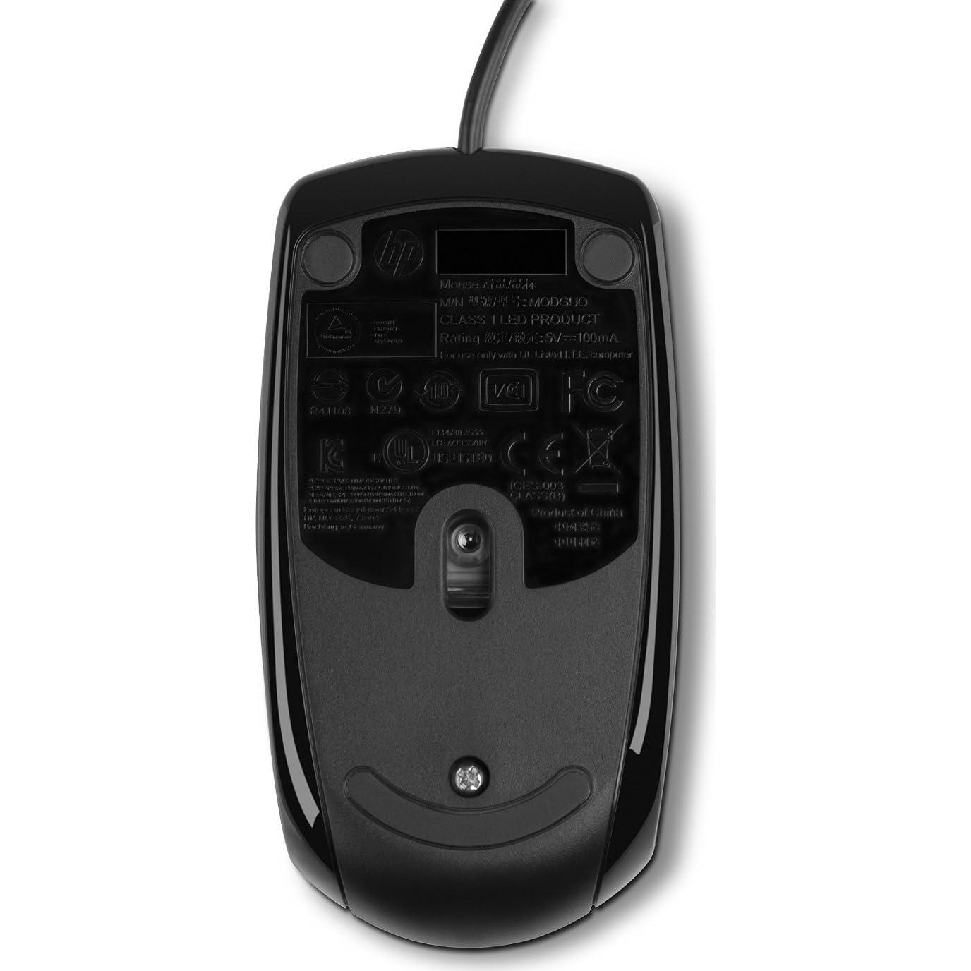 Ratón óptico USB con cable HP X500 - 105g - Negro