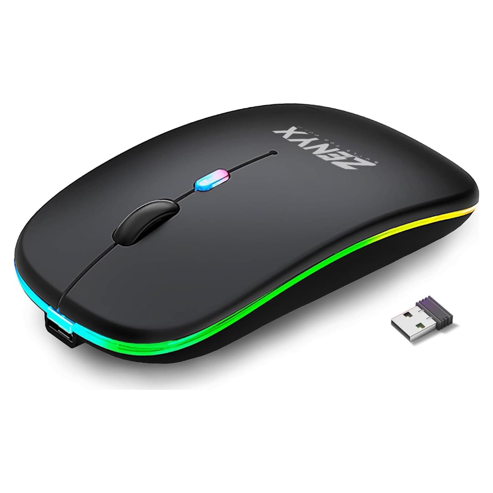 Ratón Inalámbrico Recargable Zenyx, Bluetooth 5.1, Negro