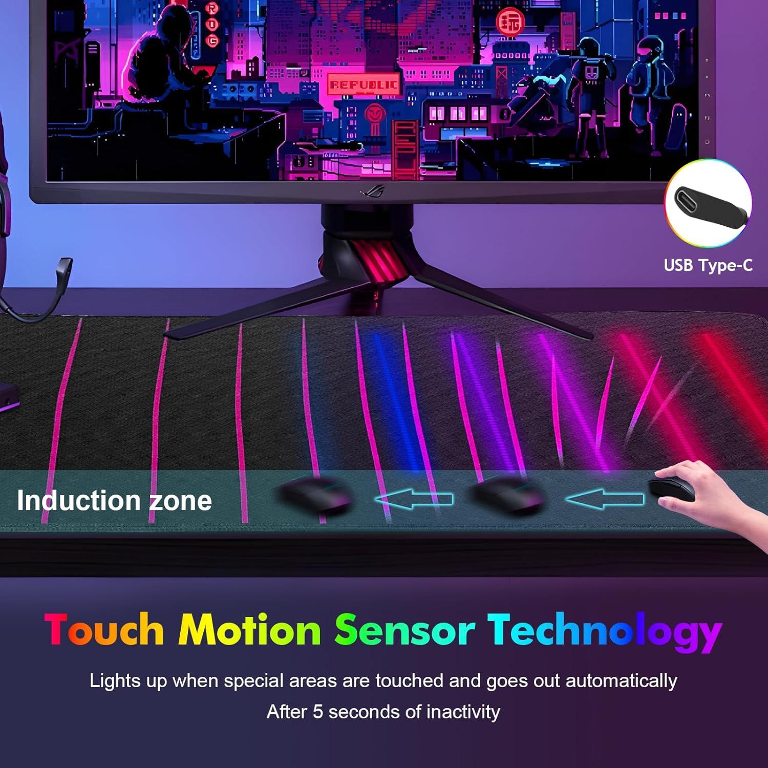 Alfombrilla de Ratón Gaming RGB SIMCFUN XXL 75x40 cm