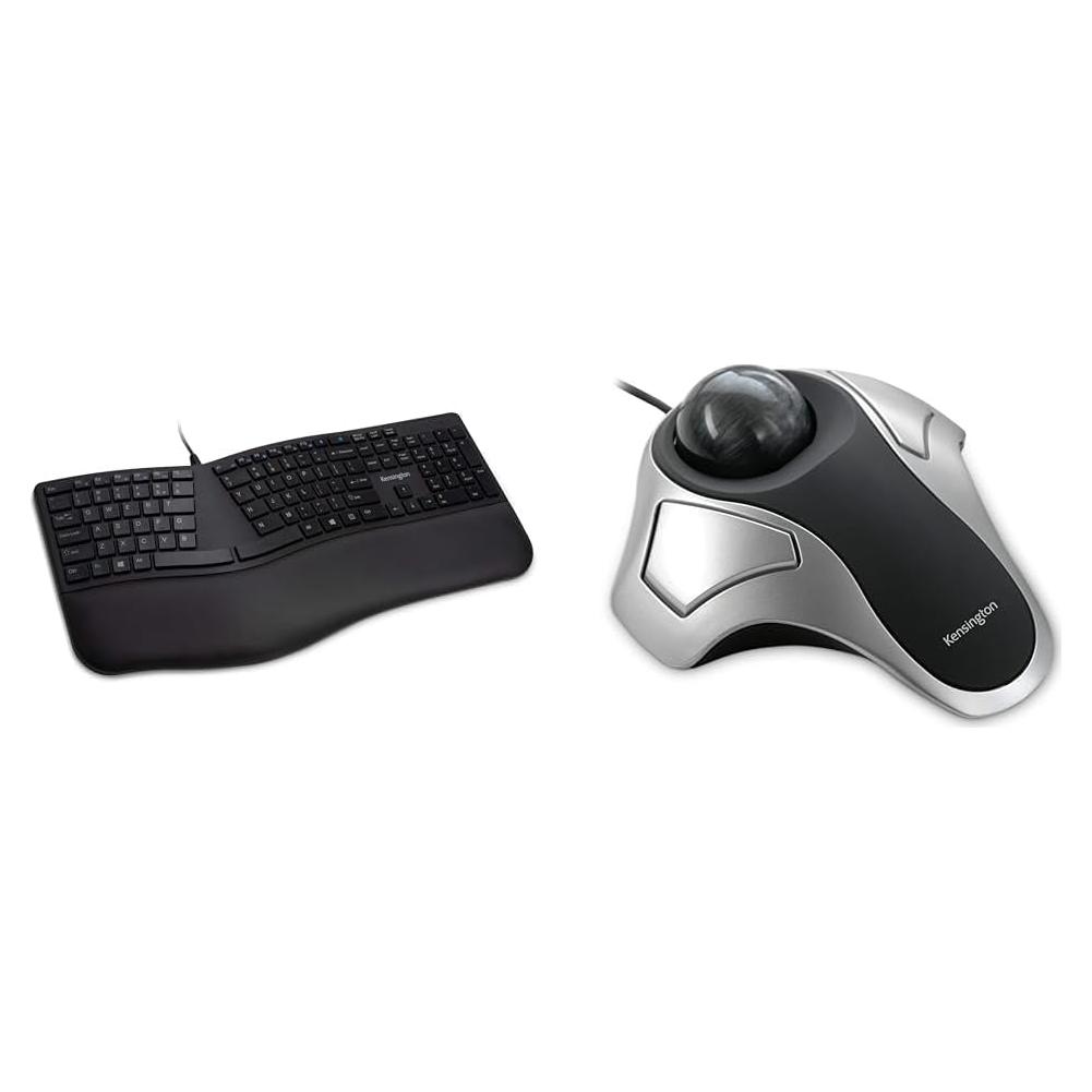 Teclado Ergonómico Kensington Pro Fit con Cable y Ratón Trackball
