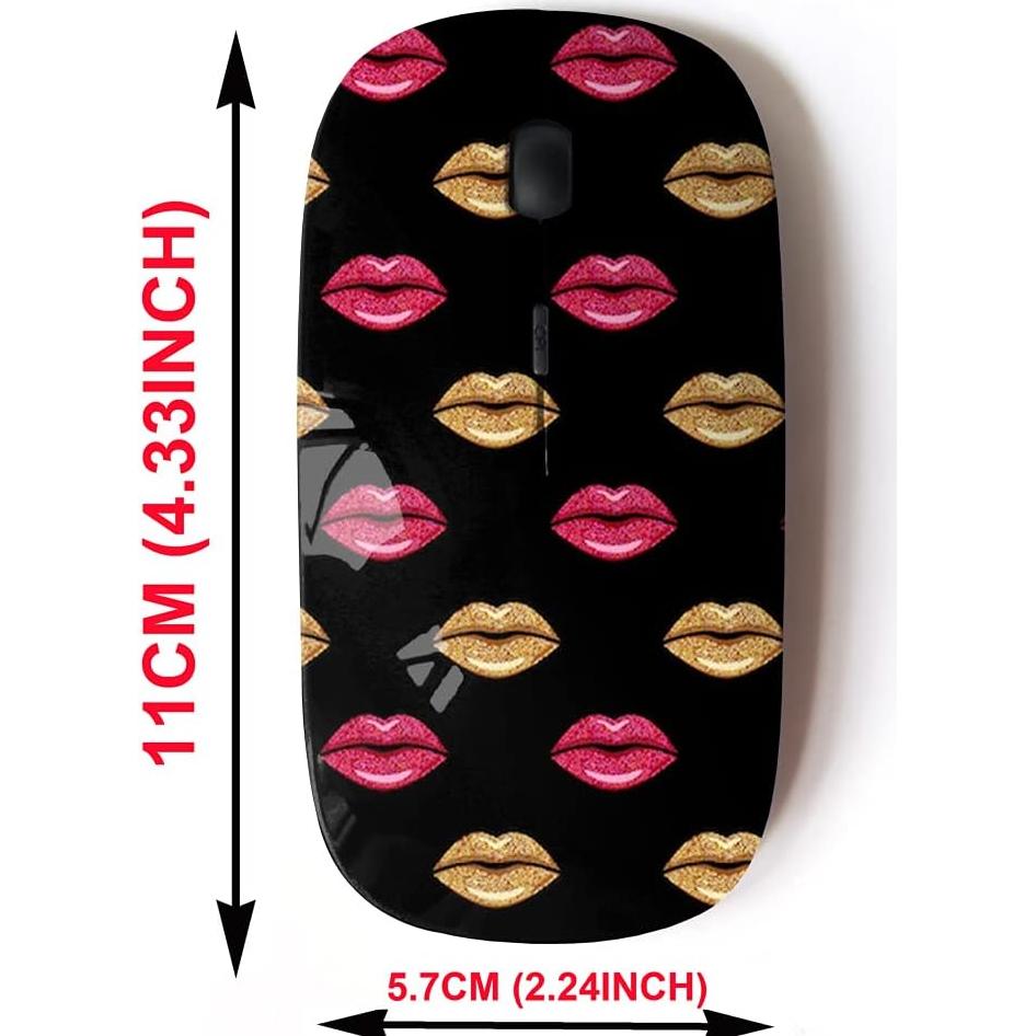 Ratón Inalámbrico 2.4G CJCBROES Diseño Beso Rosa Dorado