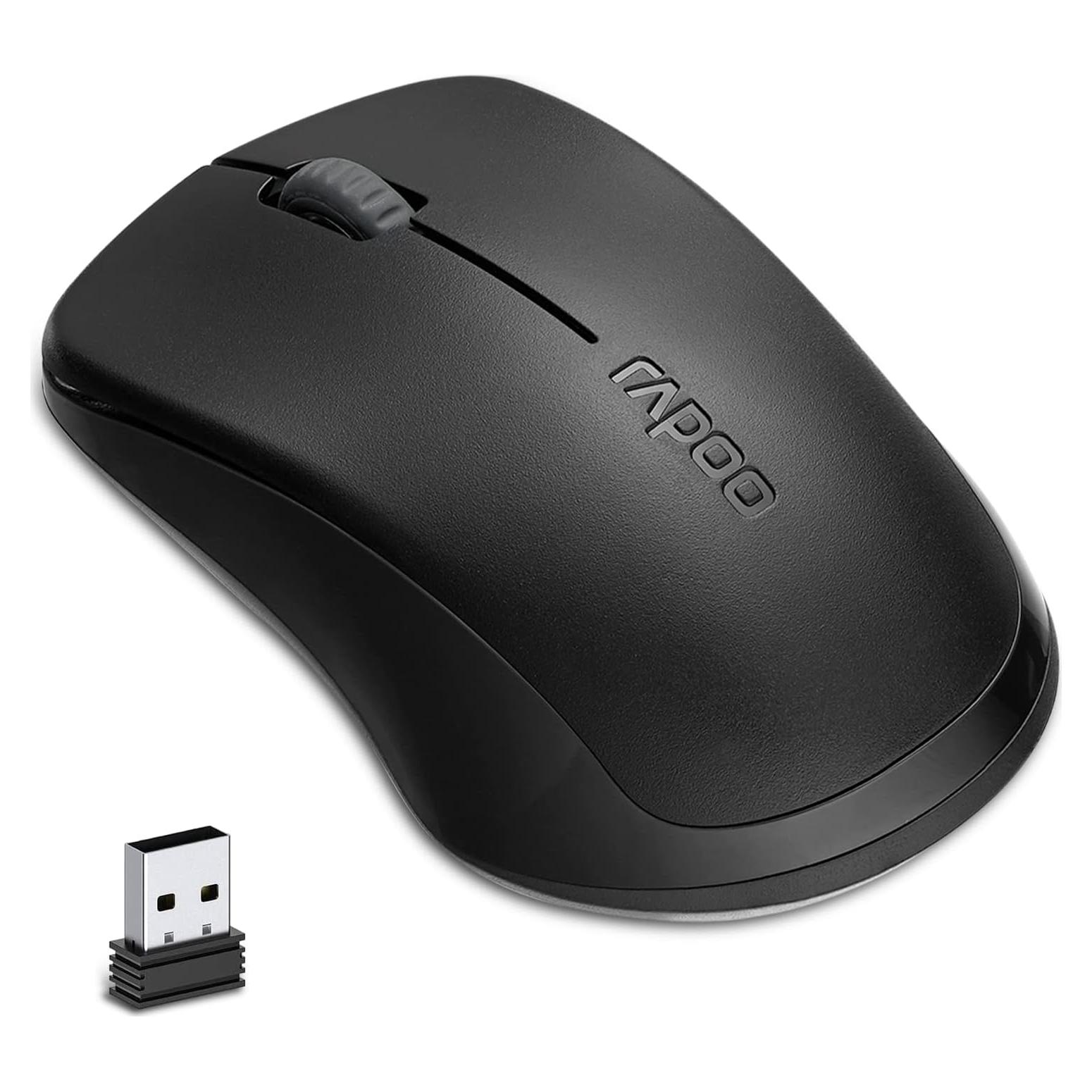 Ratón Inalámbrico Silencioso Rapoo 1680, 1000 DPI, Negro