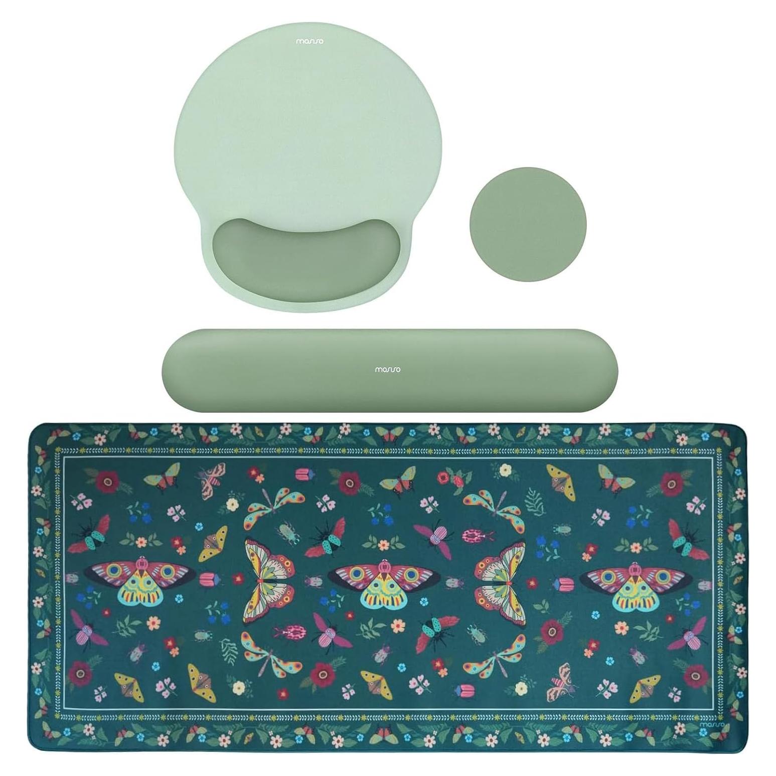Soporte Reposamuñecas y Alfombrilla MOSISO Ergonómica Verde