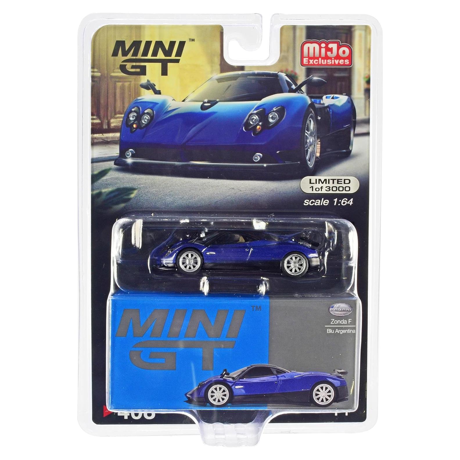Pagani Zonda F Blu Argentina Blue Metallic with Black Top Limited Edition to 3000 Pieces Worldwide 1/64 Diecast Model Car by True Scale Miniatures MGT00408