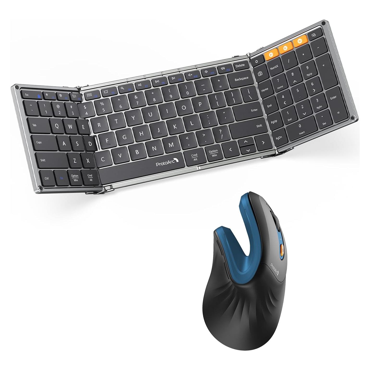 Teclado Plegable Bluetooth ProtoArc XK01 y Ratón Ergonómico EM11