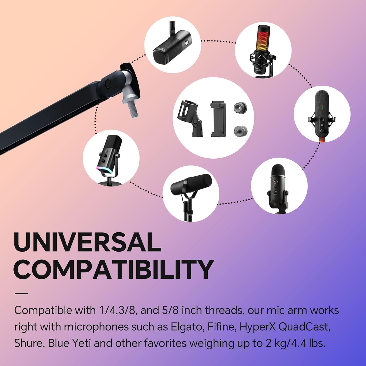 Brazo de Micrófono Prizmora PR17 Ajustable 15cm Metal Negro