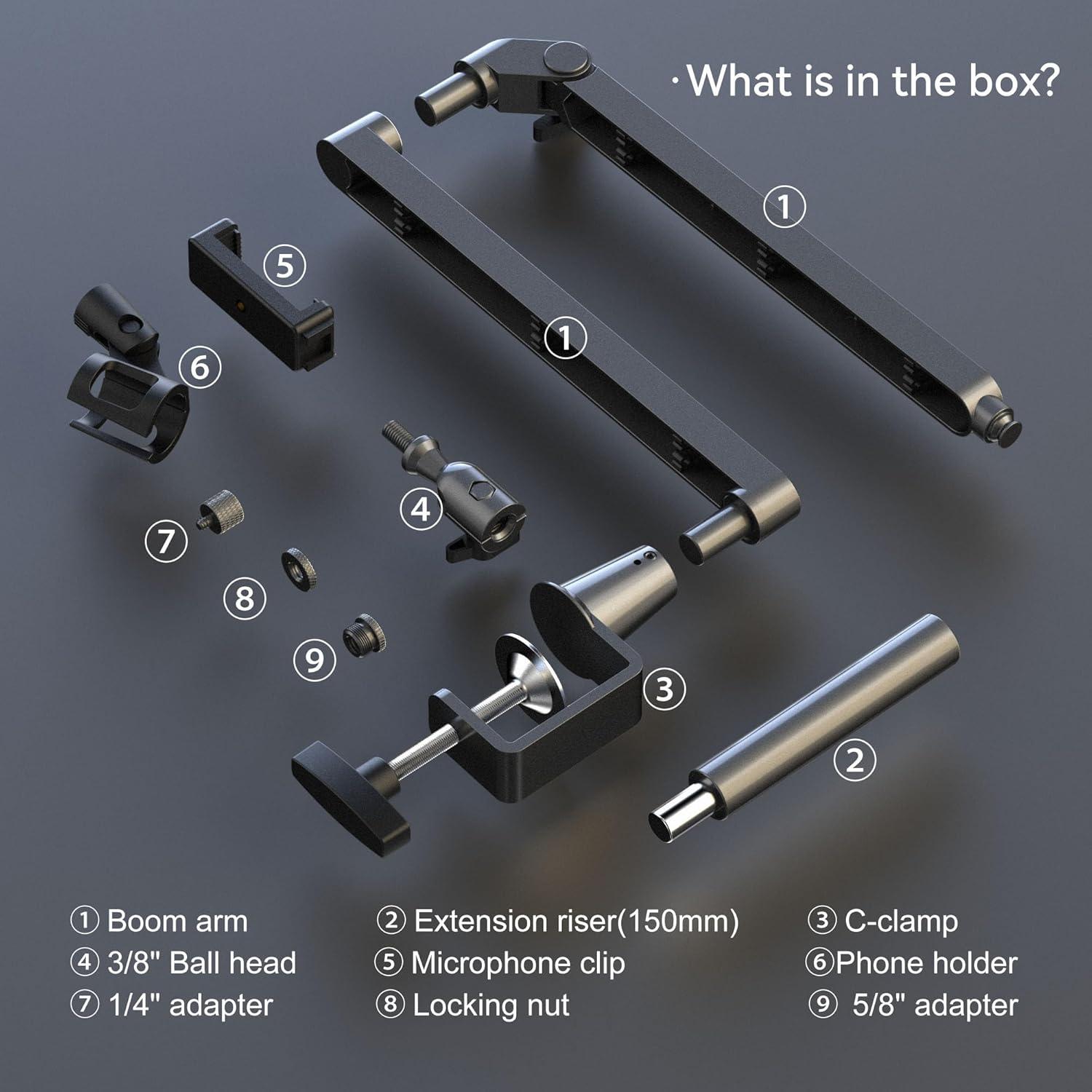 Brazo de Micrófono Prizmora PR17 Ajustable 15cm Metal Negro