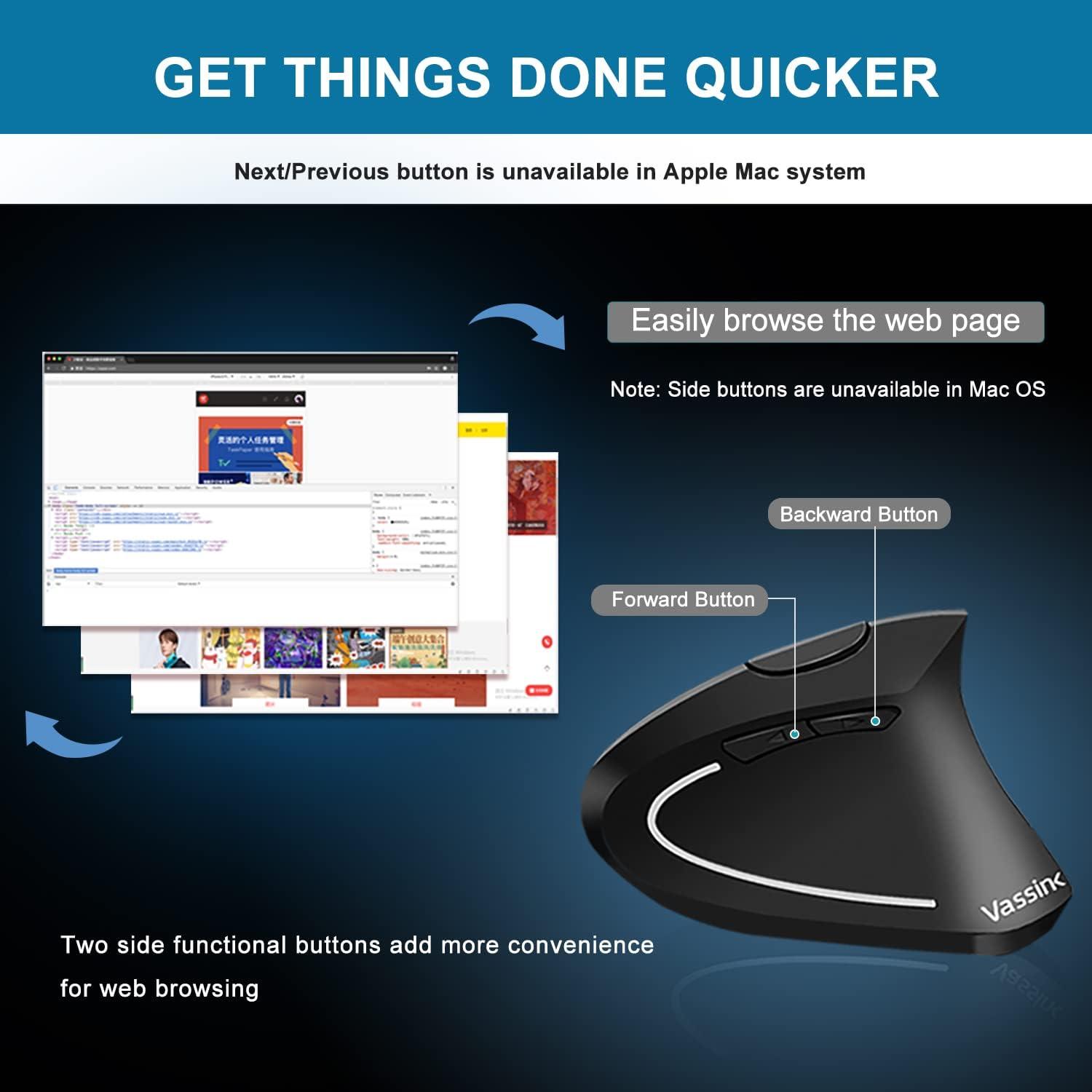 Ratón Inalámbrico Ergonómico Vassink Vertical Recargable 6 Botones