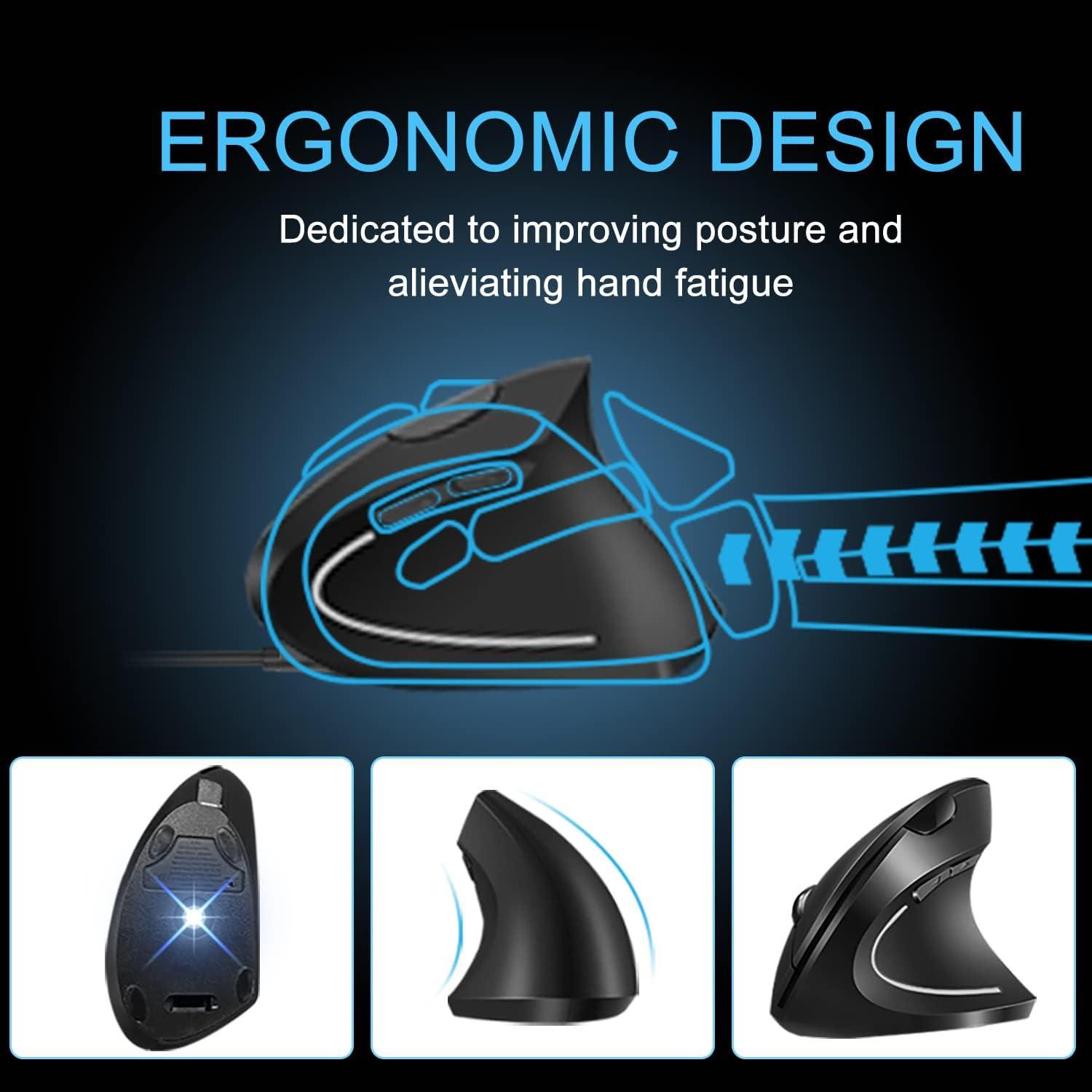 Ratón Inalámbrico Ergonómico Vassink Vertical Recargable 6 Botones