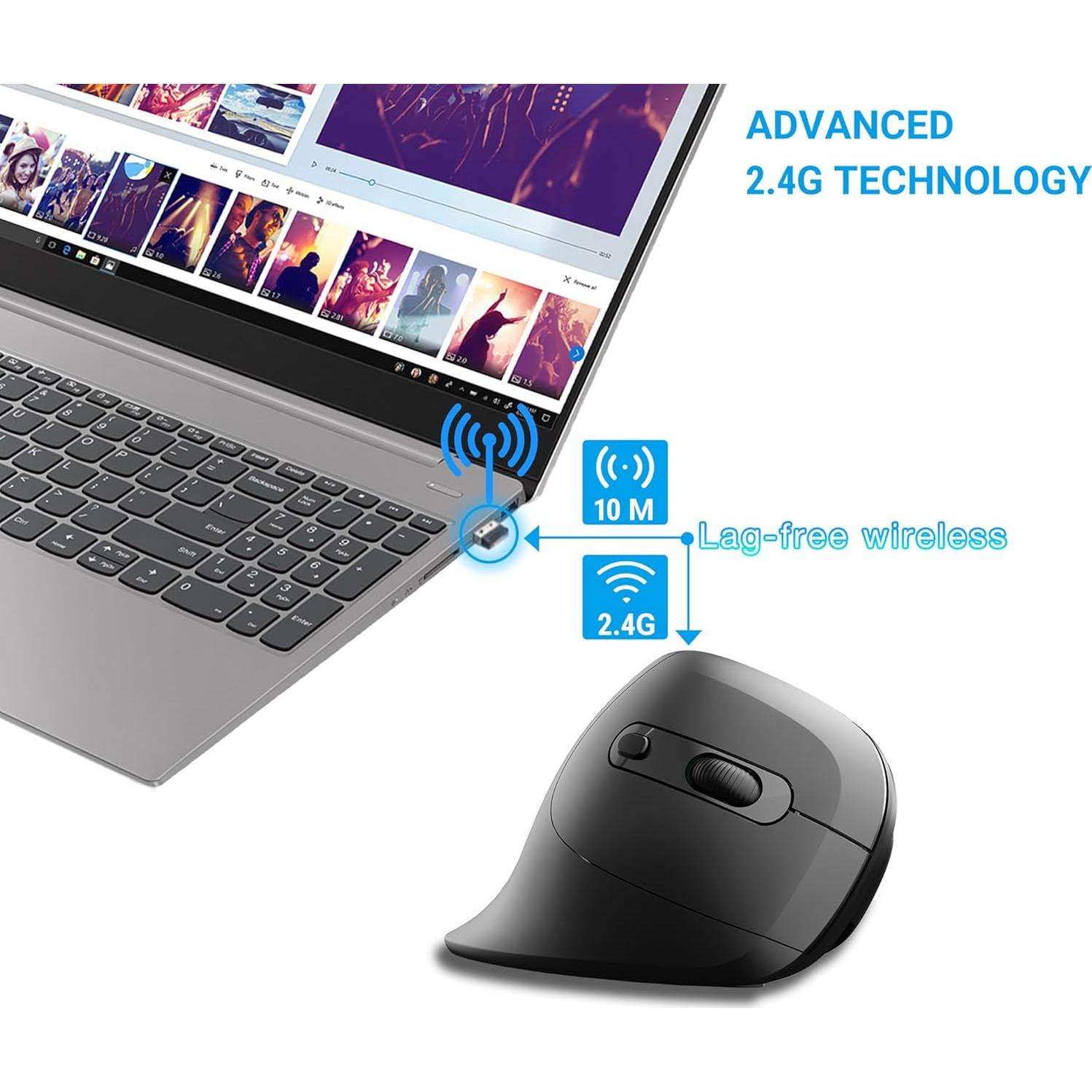 Ratón Vertical Ergonómico Inalámbrico Dtobhars 2.4G 1600 DPI