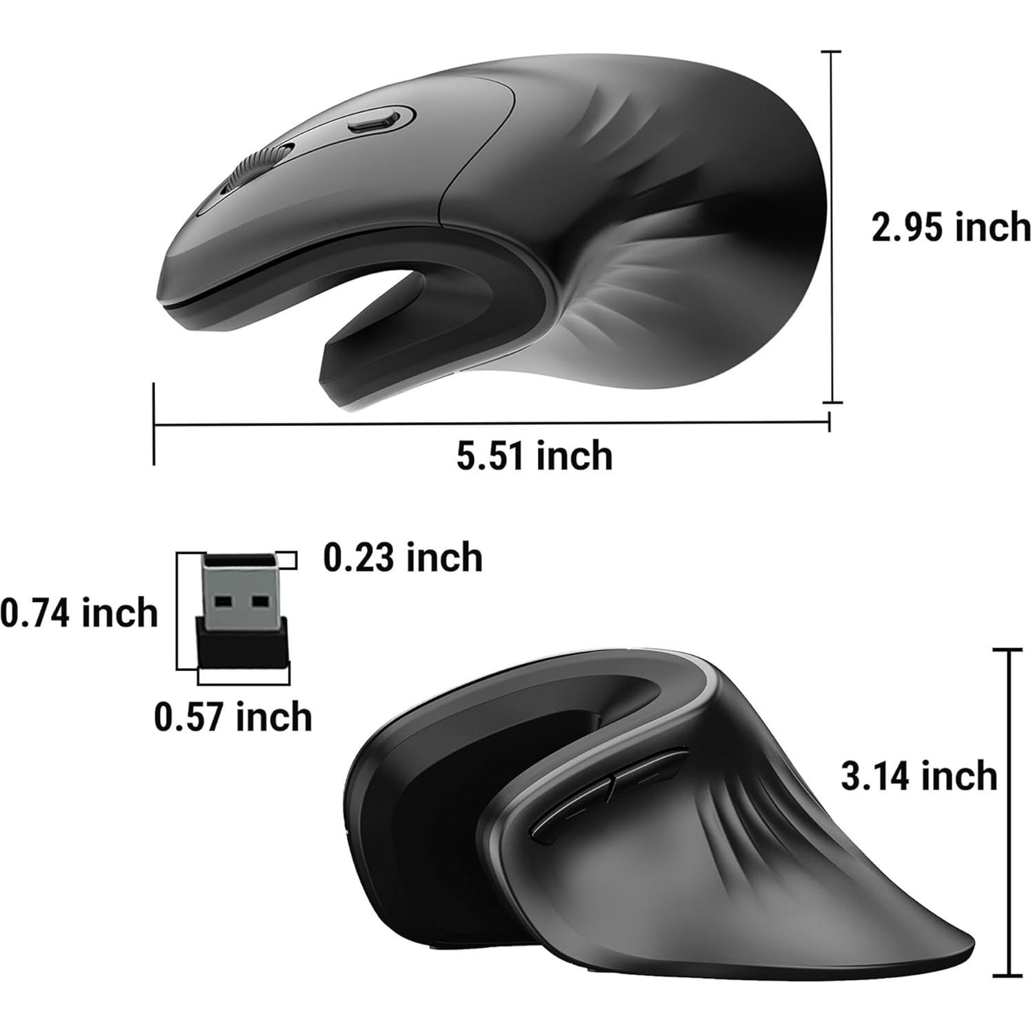 Ratón Vertical Ergonómico Inalámbrico Dtobhars 2.4G 1600 DPI