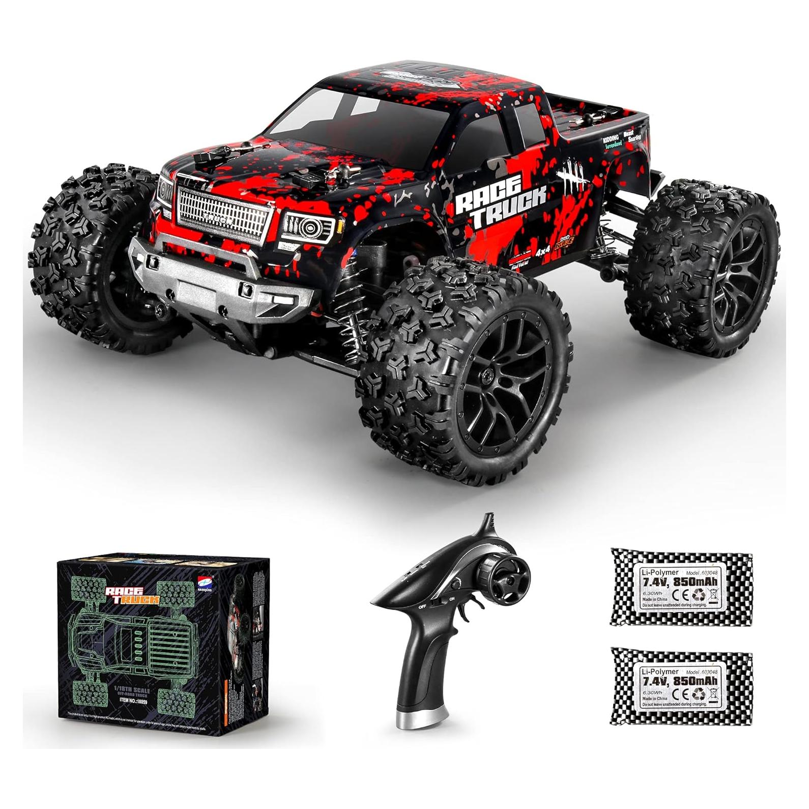 Coche RC Todo Terreno HAIBOXING JJ7 1:18 36 km/h 4WD Rojo