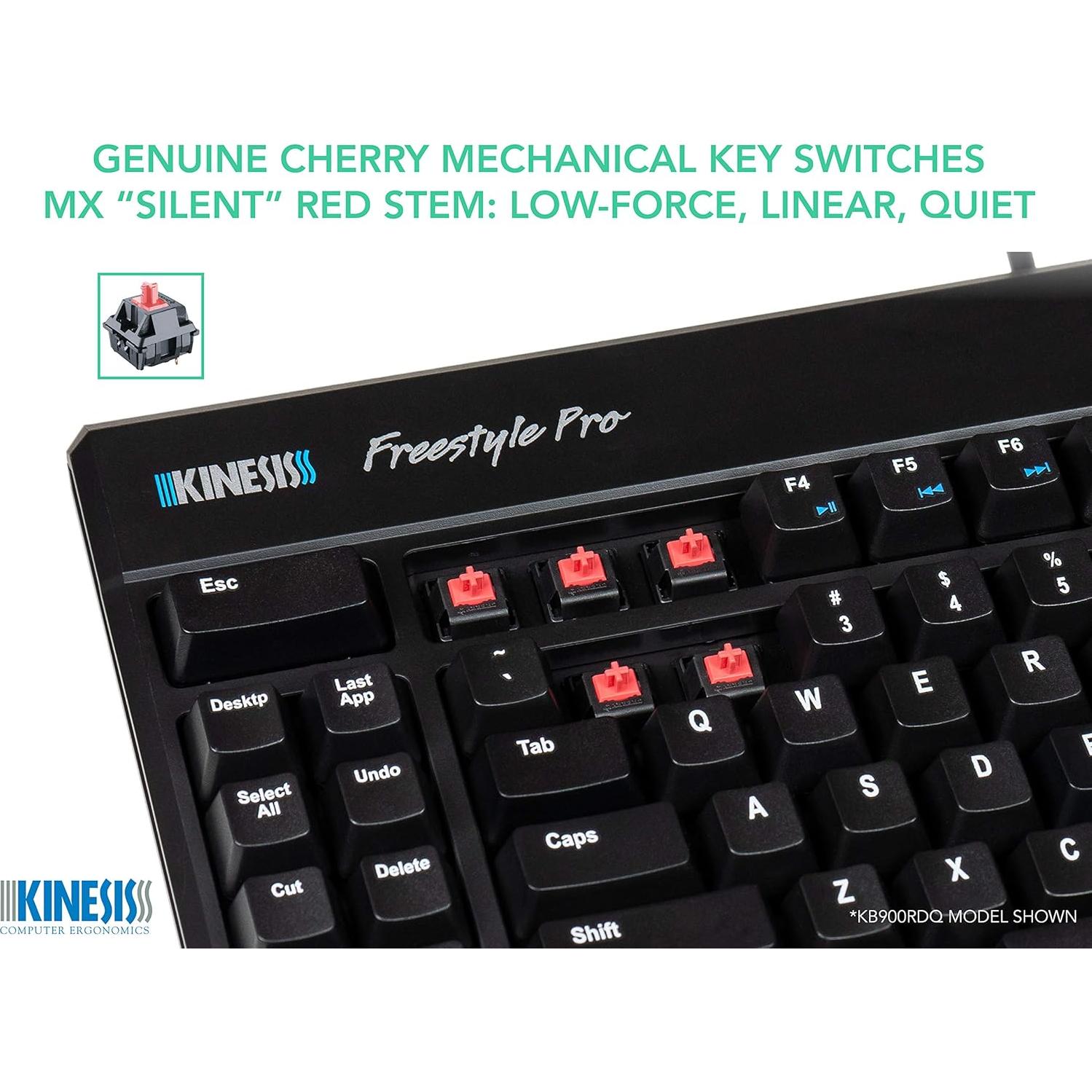 KINESIS USB-A Freestyle Pro Quiet Ergonomic Split Mechanical Keyboard (Cherry MX Silent Red Switches)