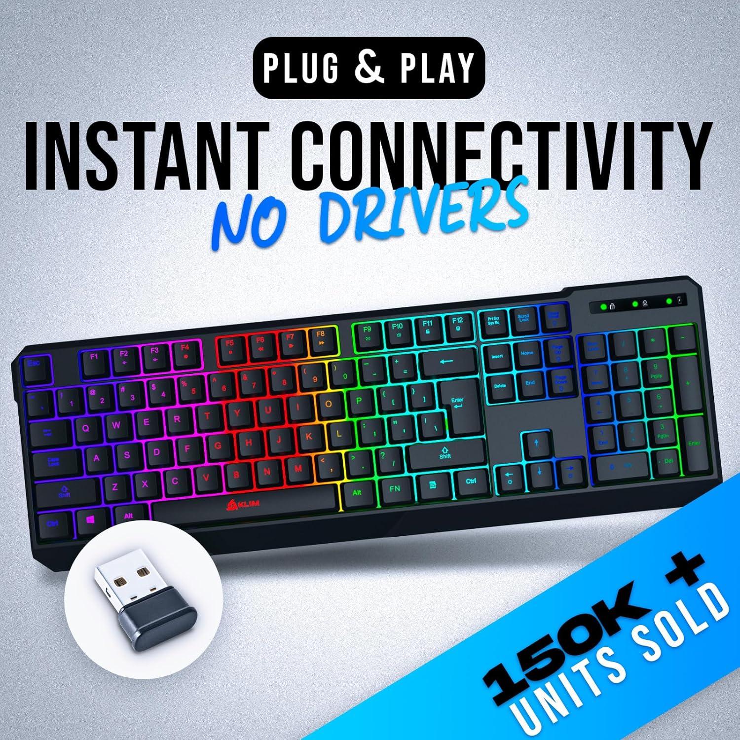 Teclado Gaming Inalámbrico KLIM Chroma RGB - Resistente al Agua