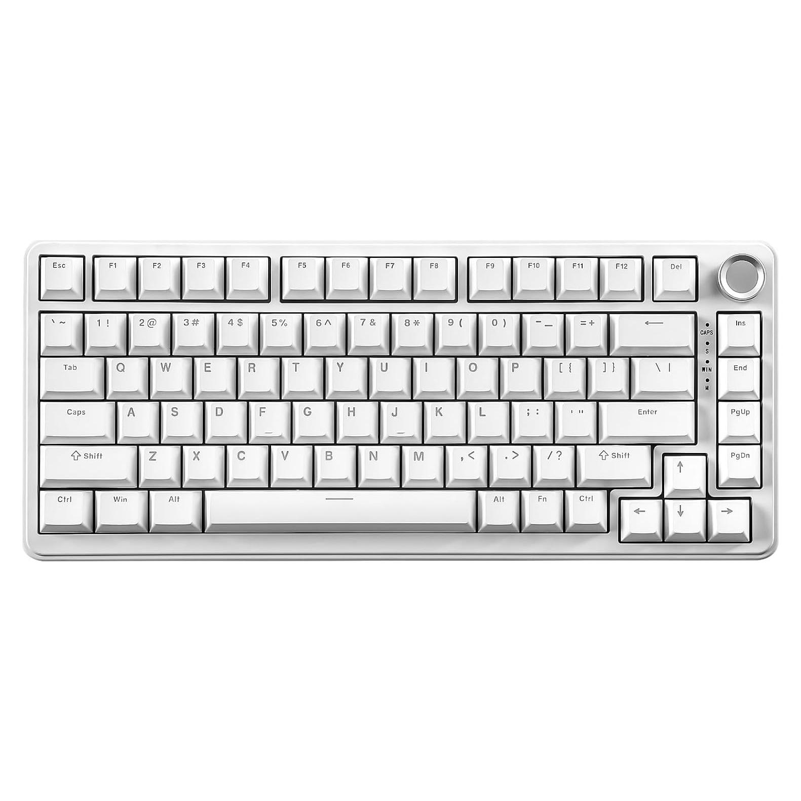 Teclado Mecánico YUNZII B75 Blanco, Interruptor Lineal Milk V2