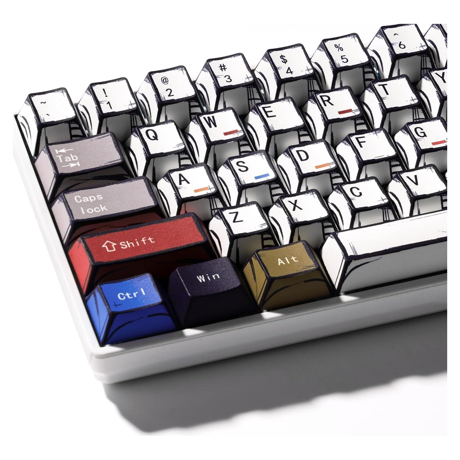 Conjunto de Teclas PBT Graffiti Retro 134 Teclas GMKWTL