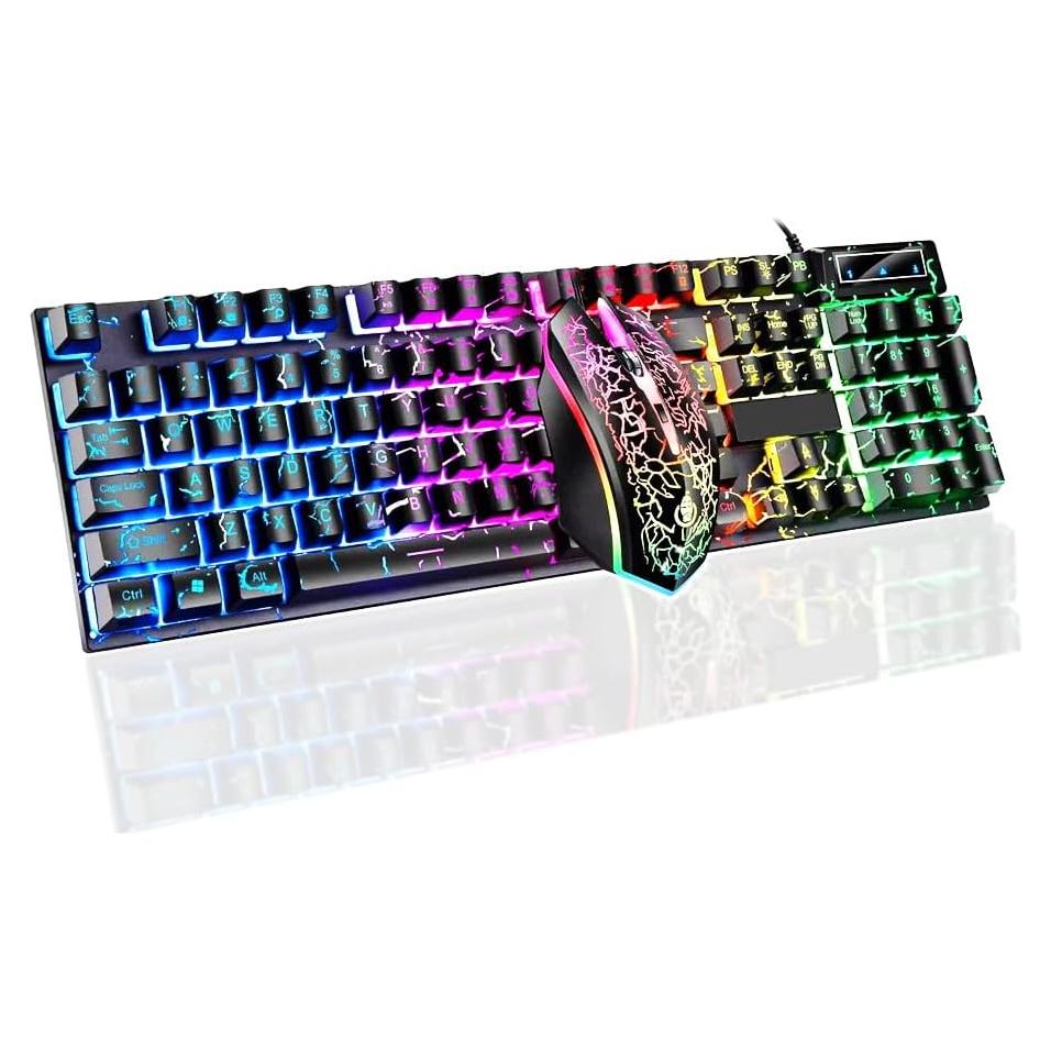 Combo Teclado y Ratón Gaming Crack Rainbow USB 104 Teclas