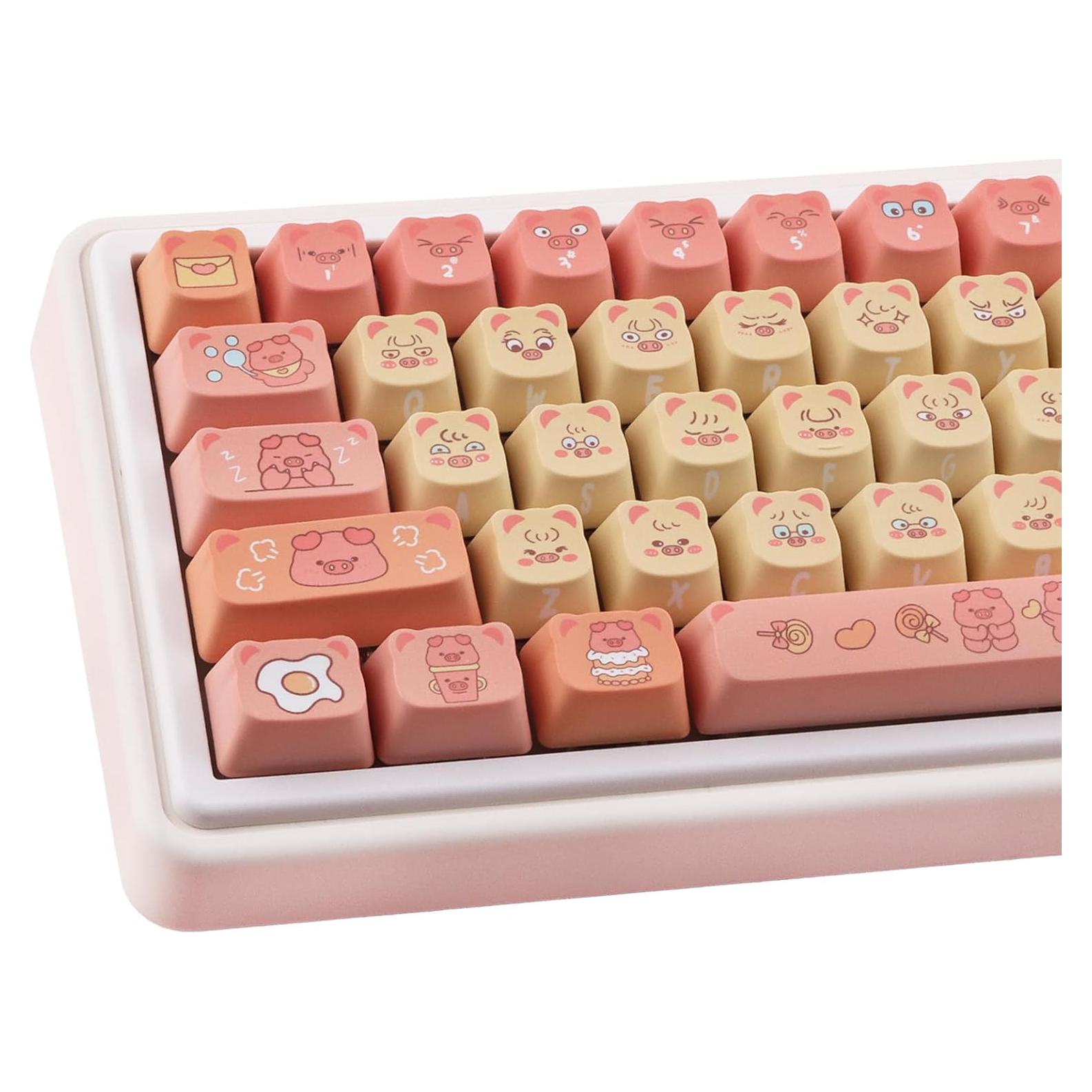 Teclas PBT 138 Lindas Cerdo de Postre TYRIXKI para Teclados