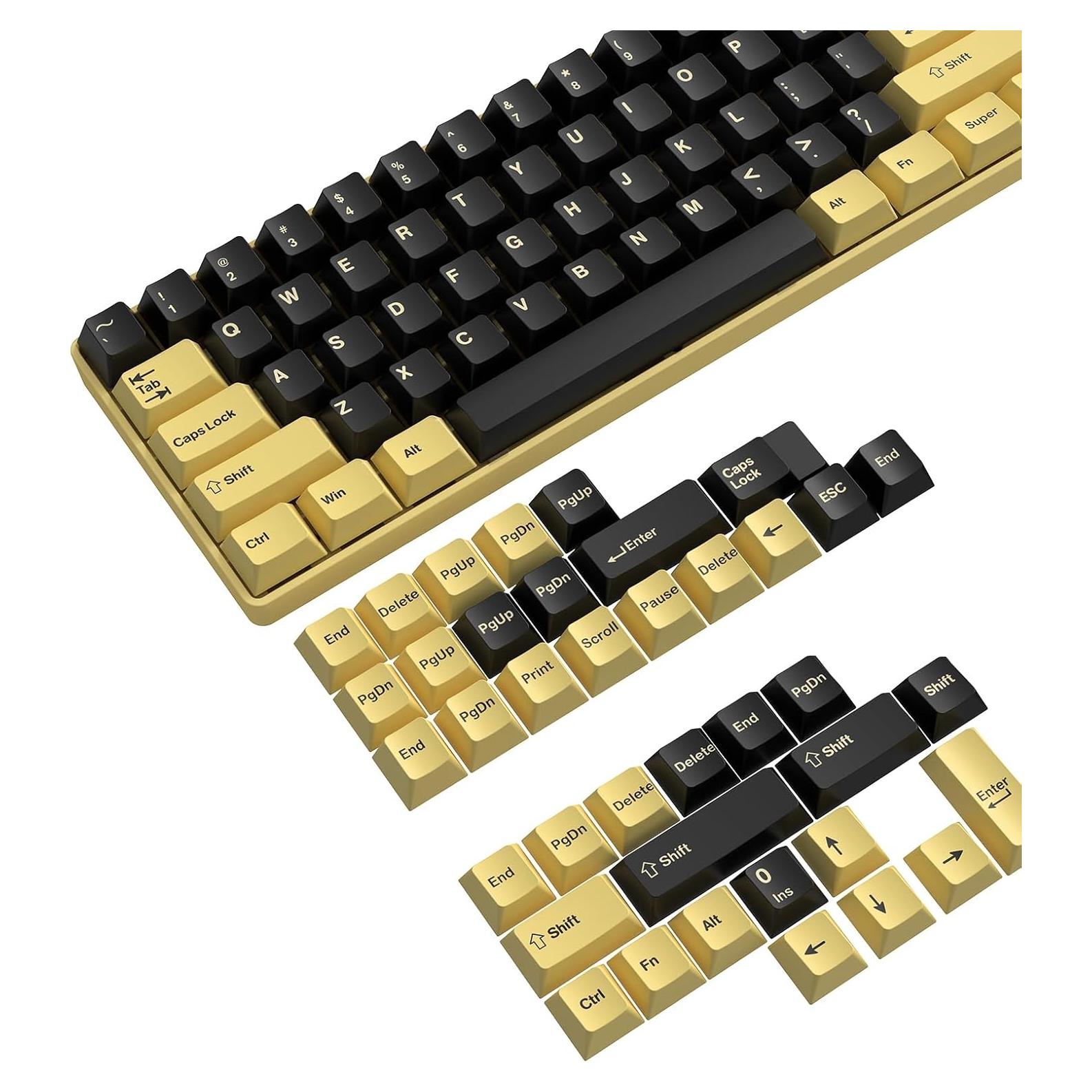 Juego de Teclas PBT 143 Teclas ZIYOU LANG Negro Amarillo