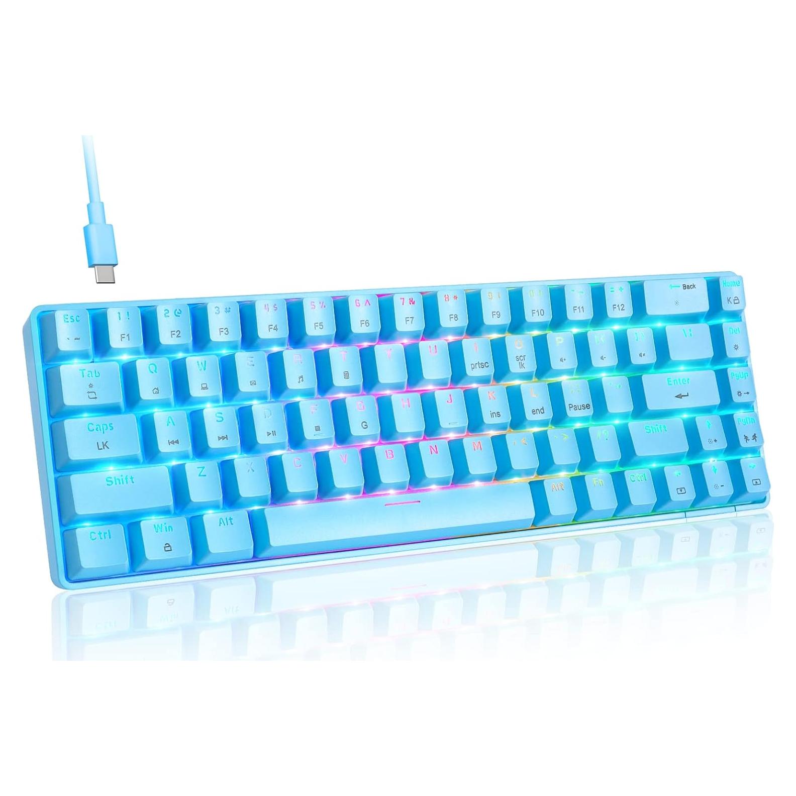 Teclado Mecánico Gaming LexonElec 60% Retroiluminado RGB Azul