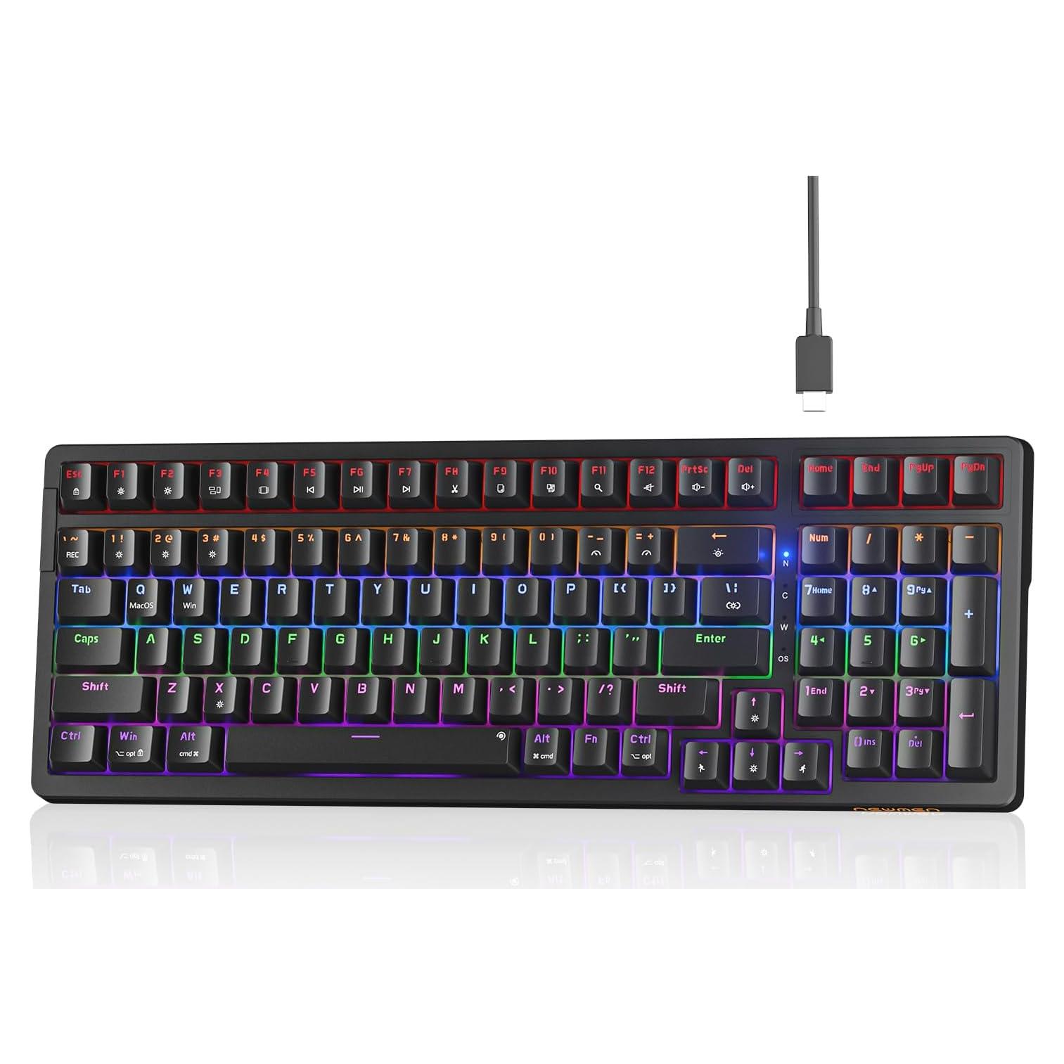 Teclado Mecánico Gaming Newmen GM328, 100 Teclas, LED RGB