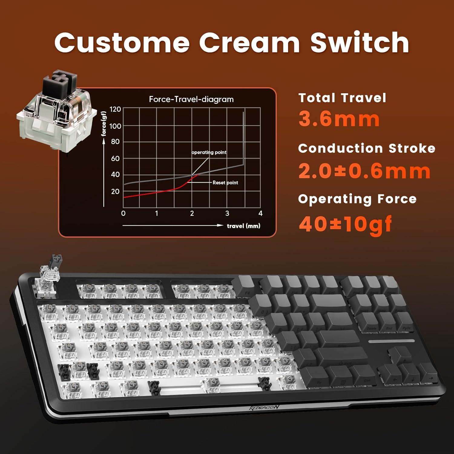 Teclado Mecánico Inalámbrico Redragon K734SP-RGB-PRO TKL RGB