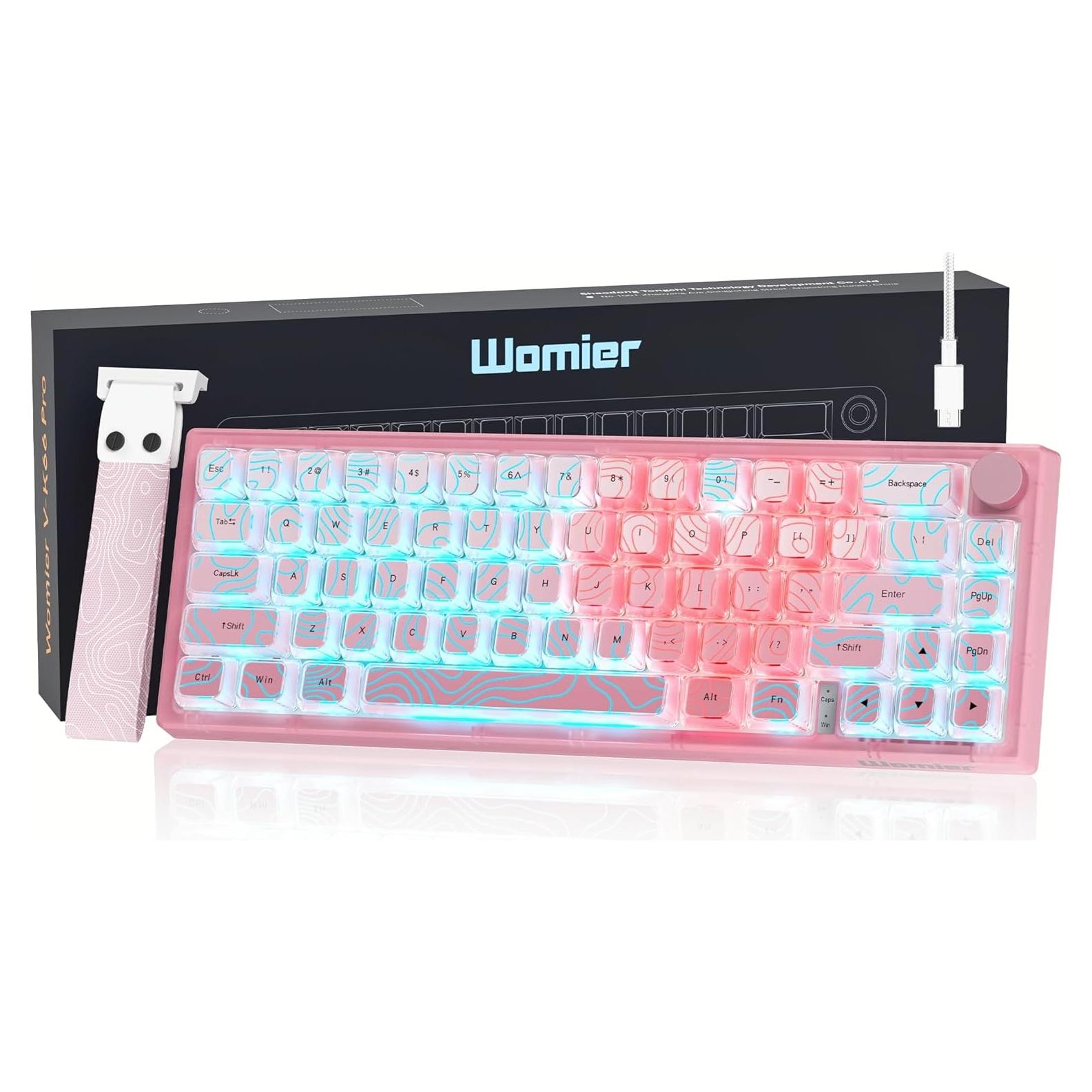 Teclado Mecánico Gaming Womier VK66 PRO Rosa 60% RGB