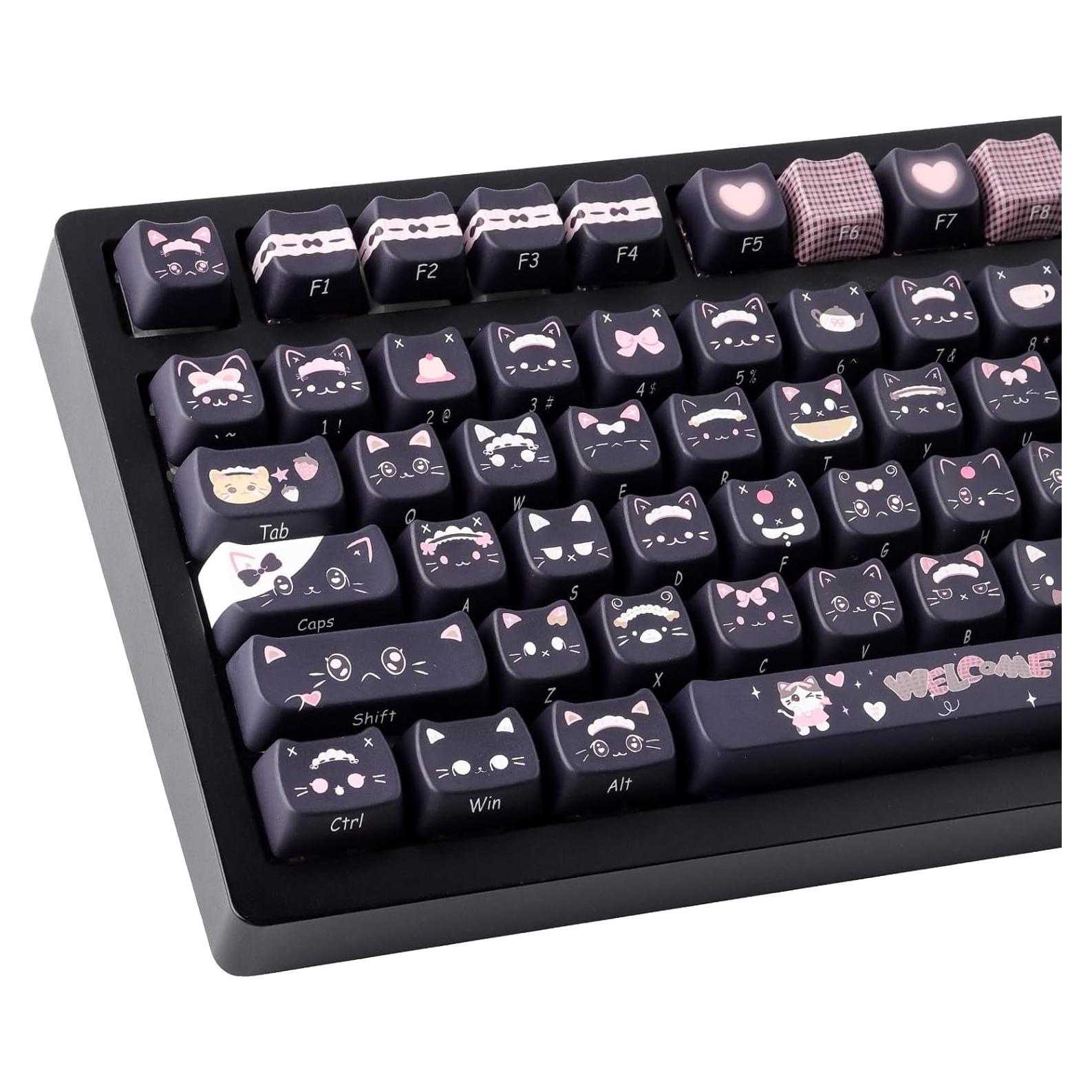 Conjunto de Teclas PBT Gato Negro TYRIXKI 142 Teclas MAO