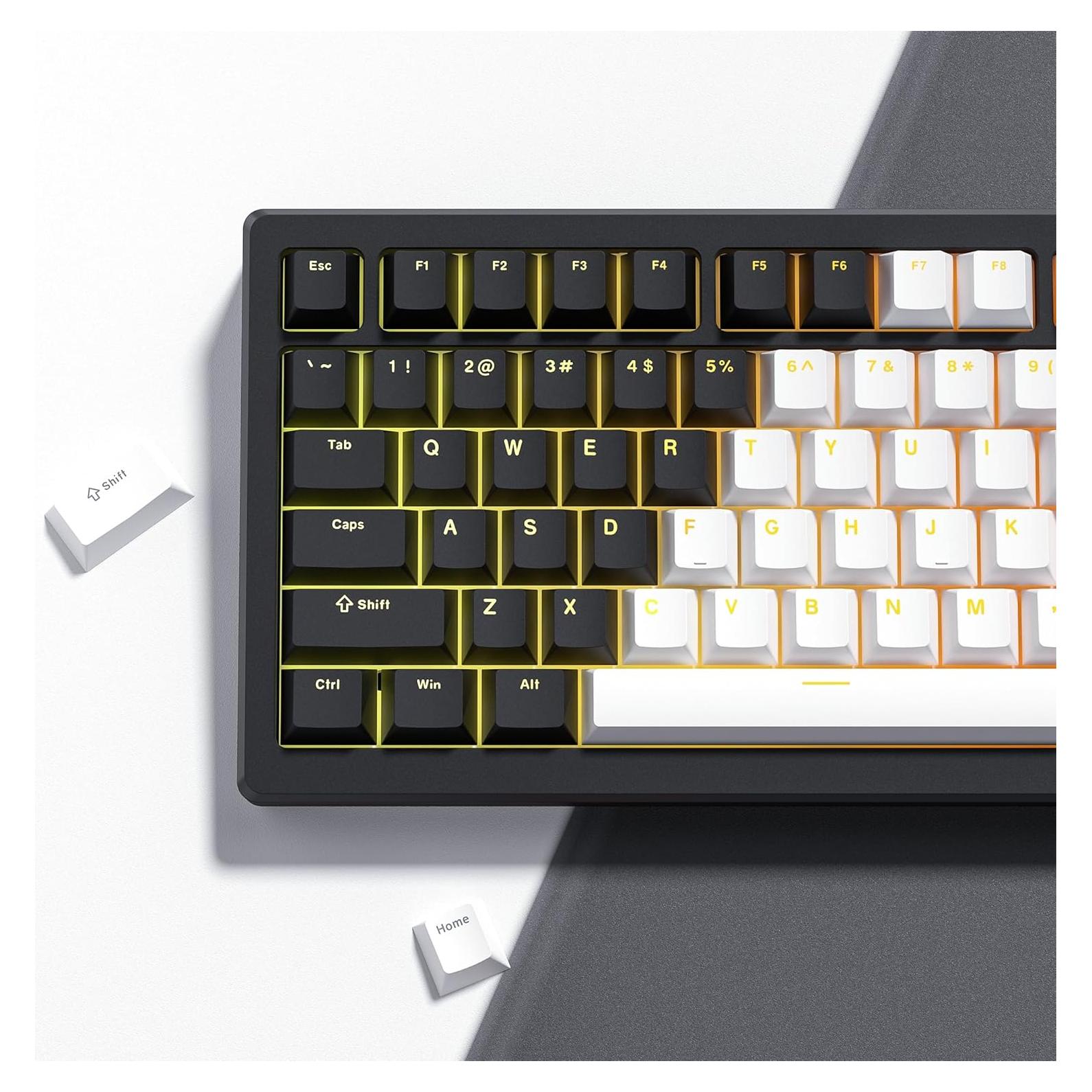 Juego de Teclas Womier PBT Cherry 124 Teclas RGB Negro Blanco