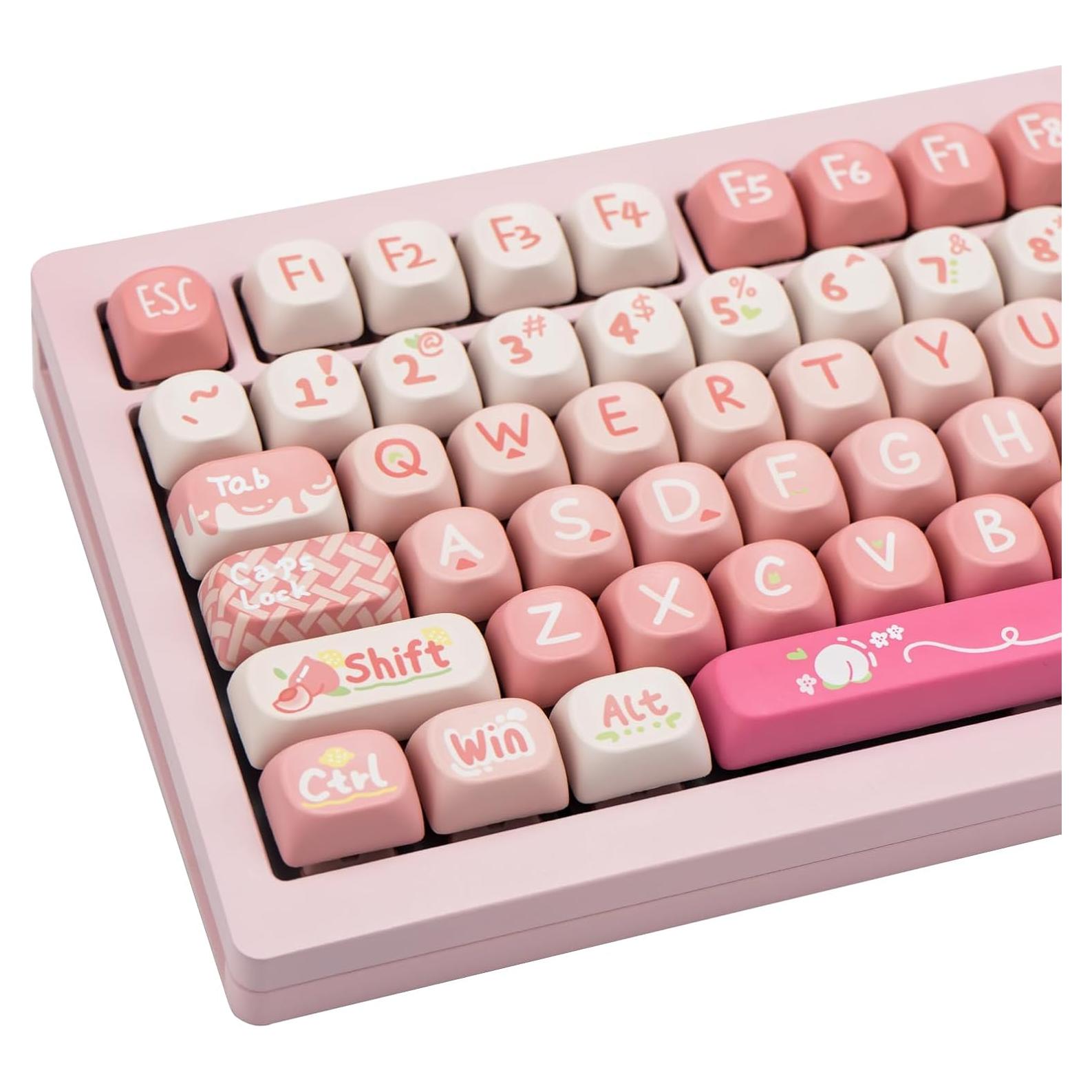 Teclado Mecánico COOMICKEY con Teclas PBT Rosa MOA 134 Teclas