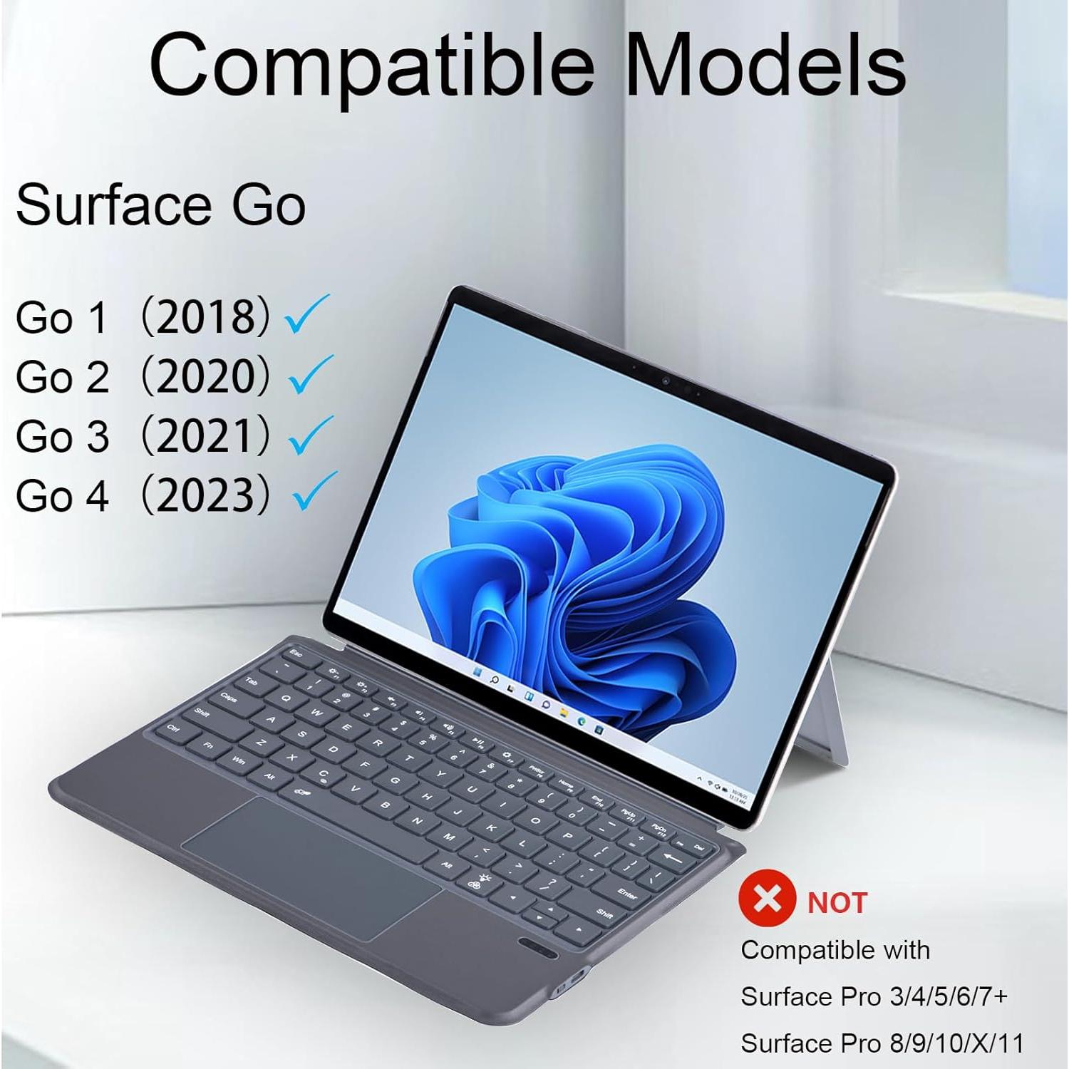 Teclado QUARK Bluetooth para Surface Go 4/3/2/1 - Gris