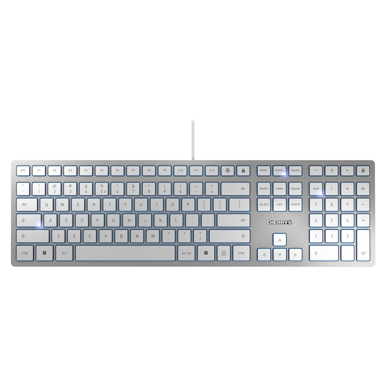 Teclado Cherry KC 6000 Slim USB QWERTY Plata Conectado