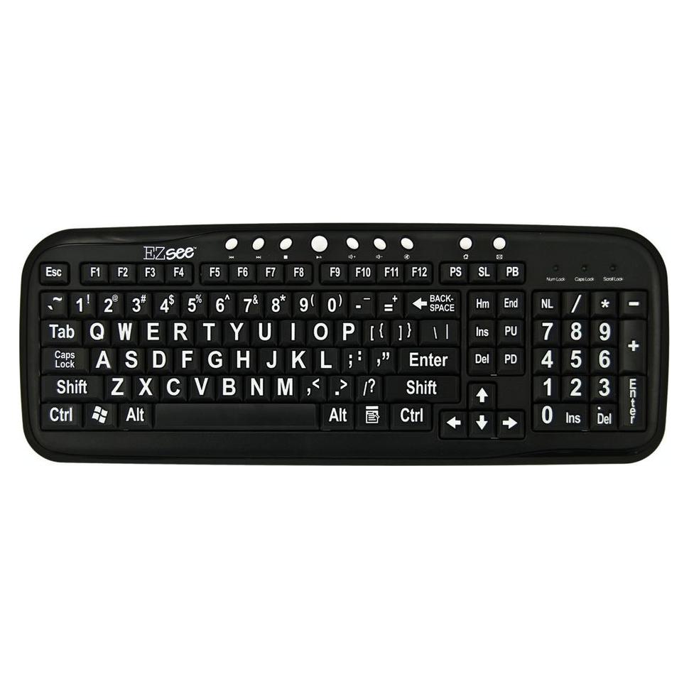 Teclado EZSee ALIMED 713097 Blanco sobre Negro 45.7x17.8cm