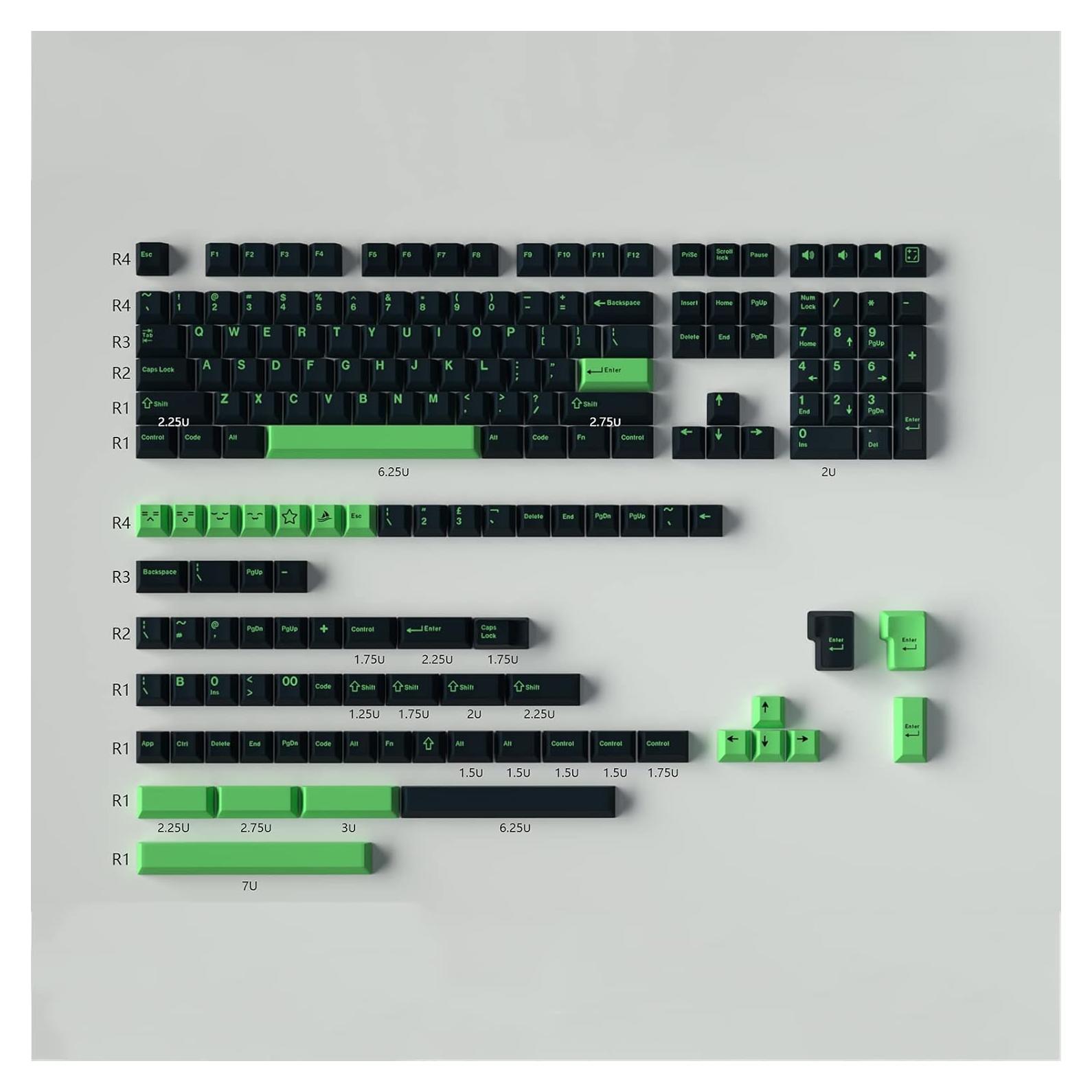 Juego de Teclas Mecánicas Sumgsn 172 Teclas Doble Inyección Verde