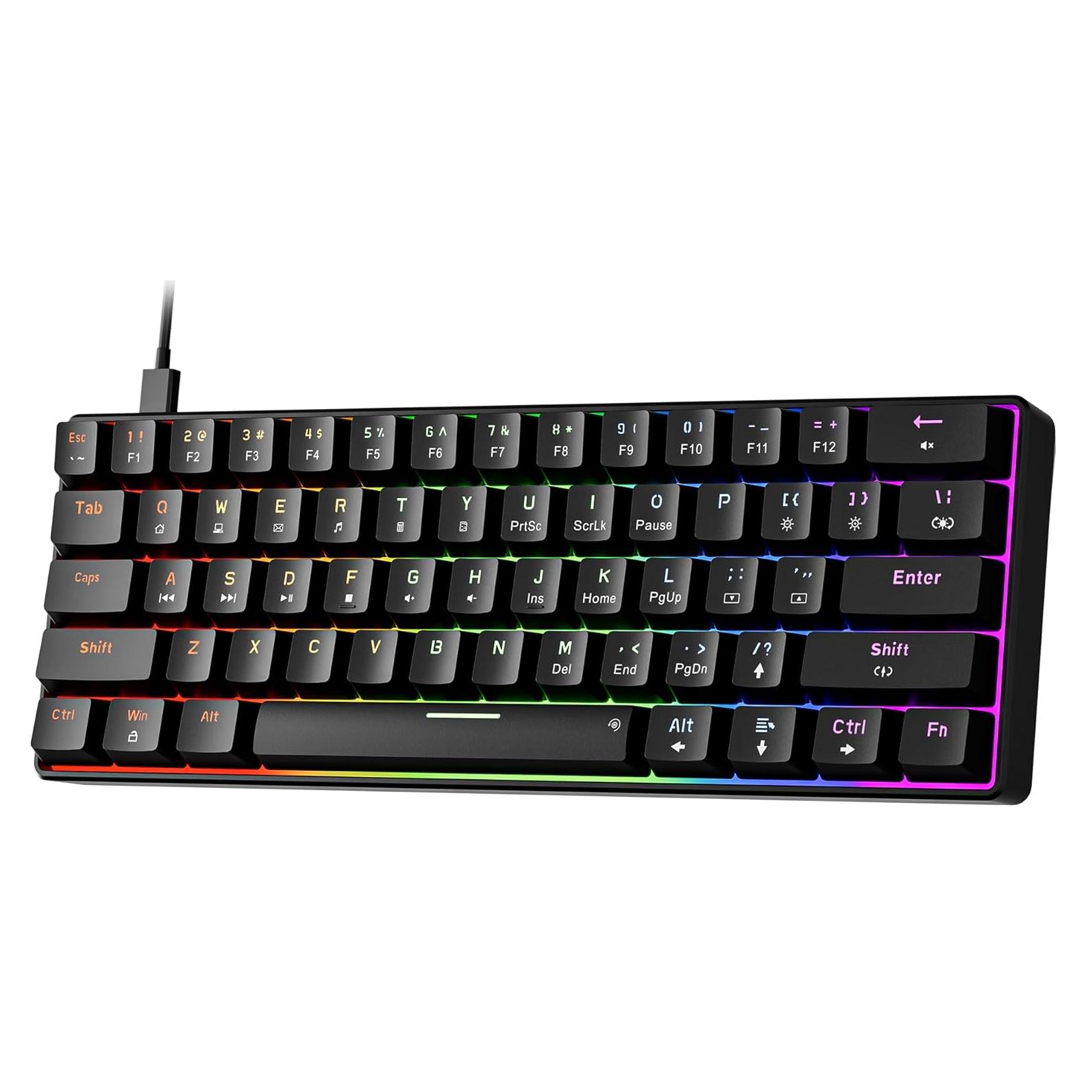 Teclado Mecánico Newmen GM611 60% Retroiluminado LED Arcoíris