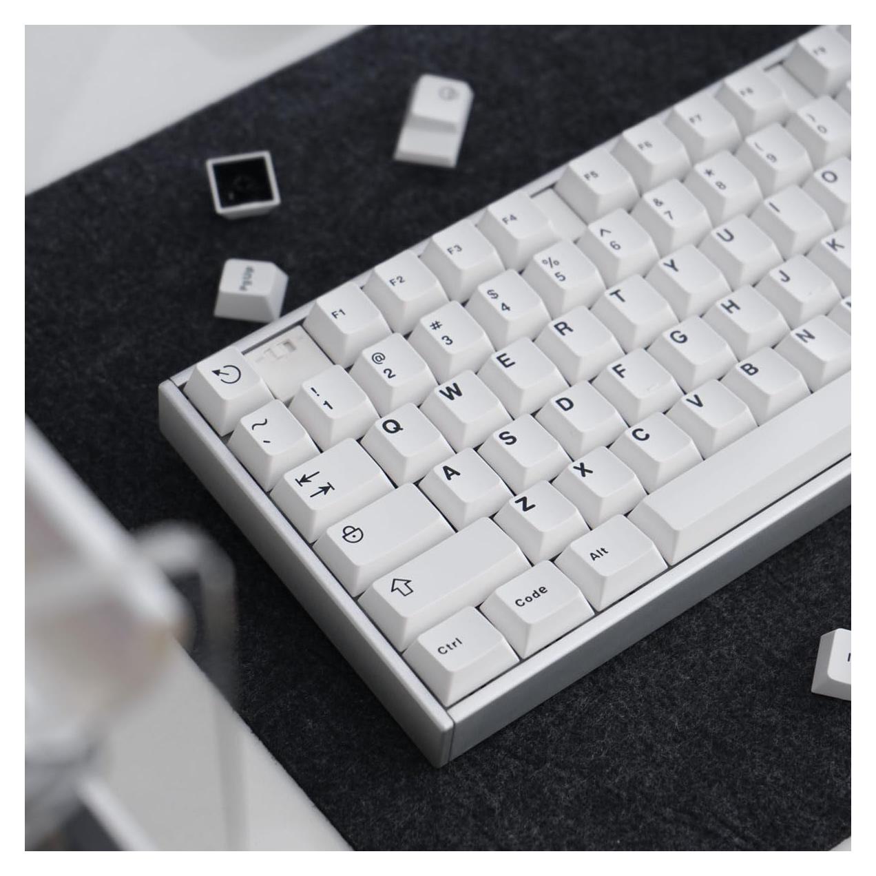 Juego de Teclas Blancas Doubleshot Mintcaps para Teclado Mecánico