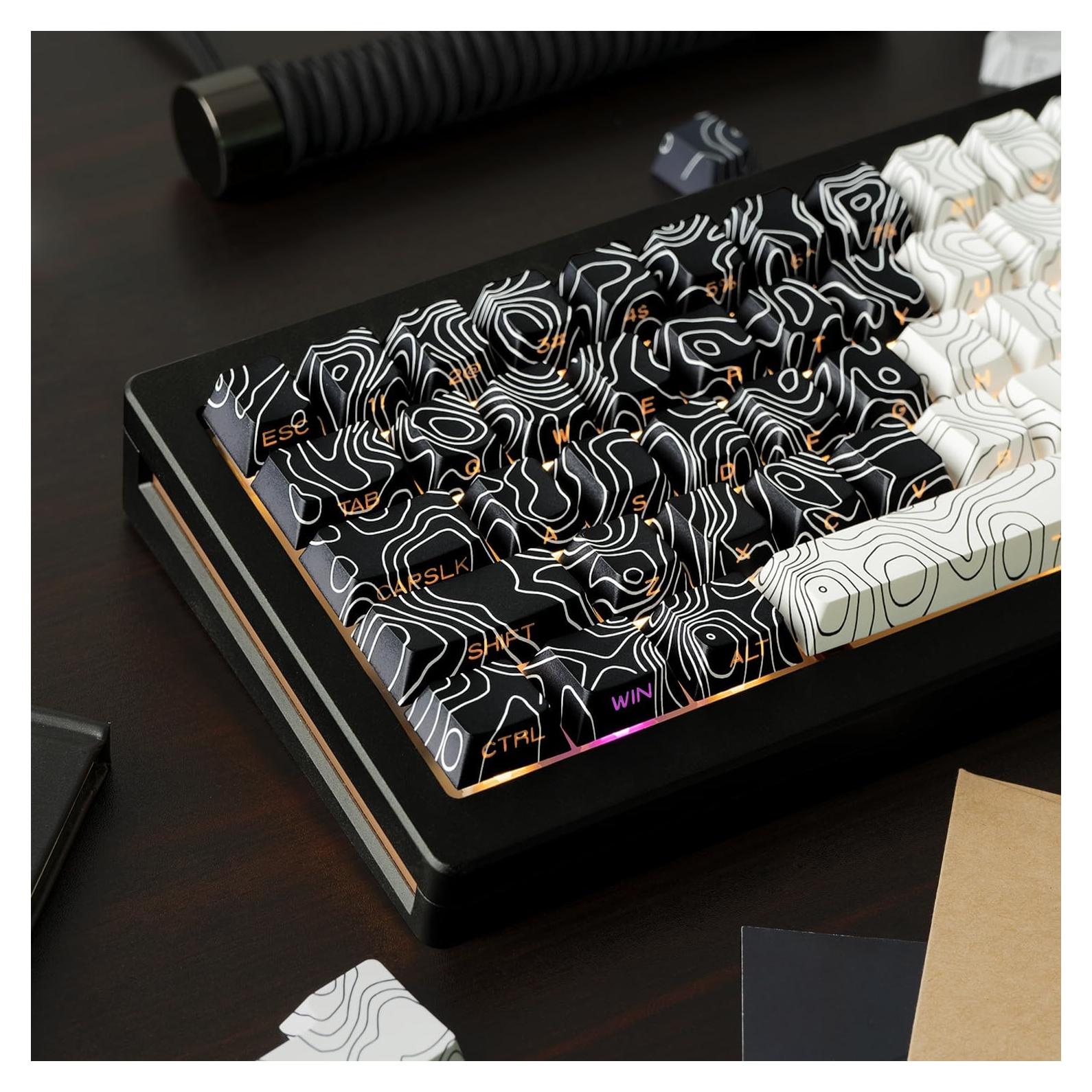 Juego de Teclas PBT Retroiluminadas TIMSEKER 131 Teclas Negro Blanco