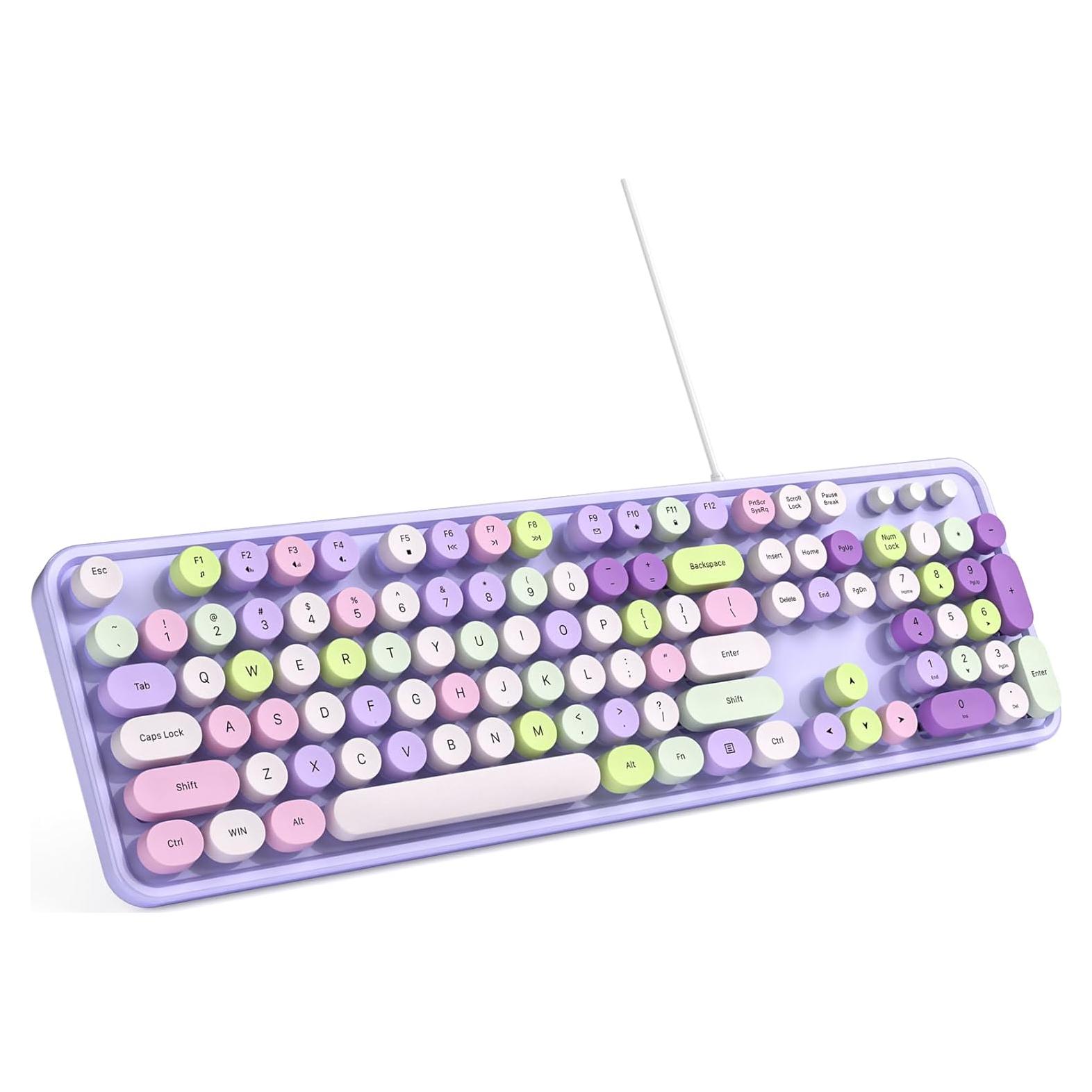 Teclado USB MOWUX Retro de Máquina de Escribir Color Púrpura