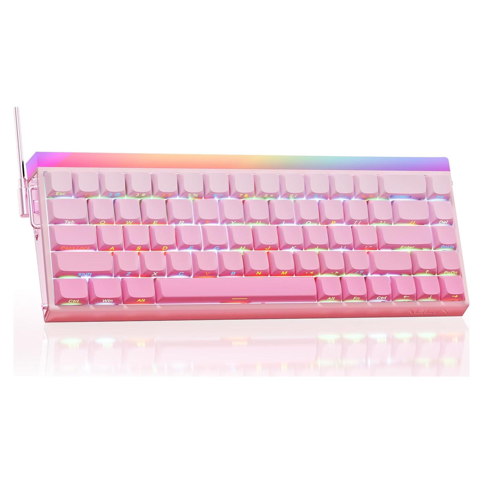 Teclado Mecánico AULA Hero 68HE RGB Retroiluminado Rosa 68 Teclas