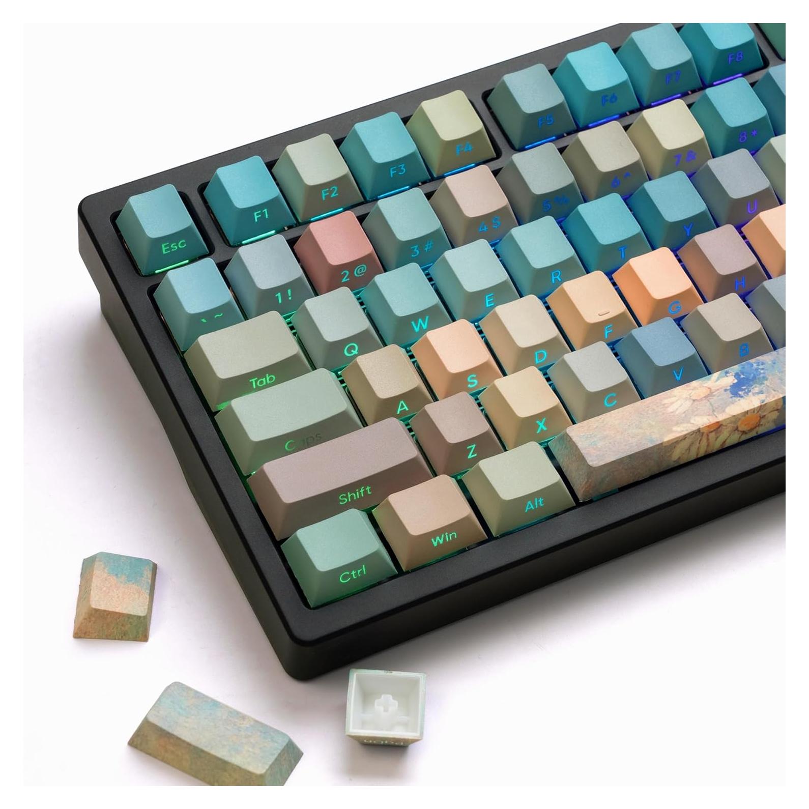 Teclado Mecánico Dagaladoo PBT Doble Tiro 132 Teclas Verde/Azul