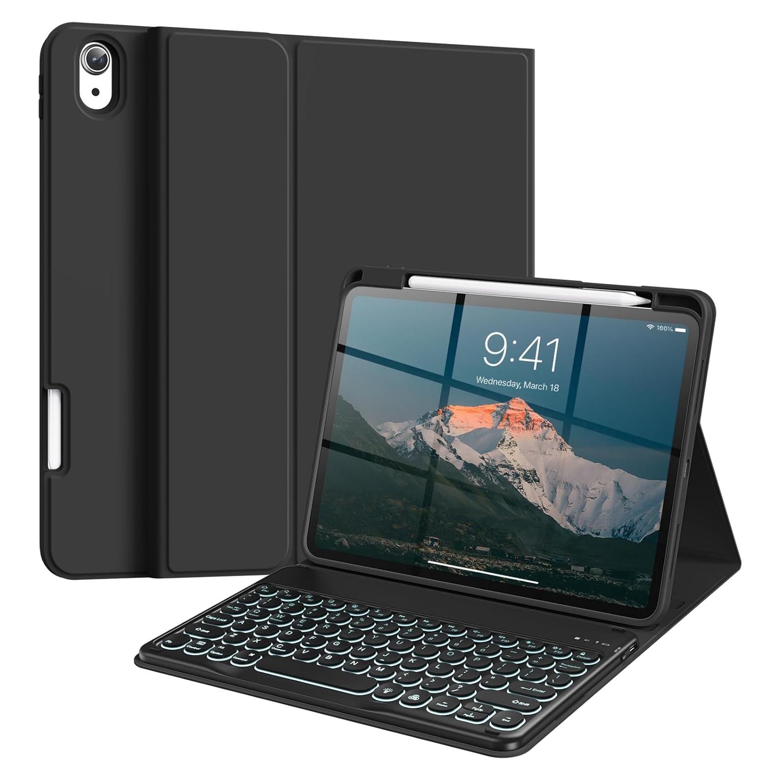 Funda de teclado AOUB para iPad 11" y 10.9" con retroiluminación