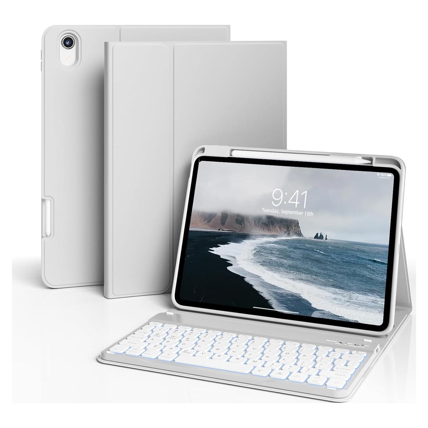 Funda Teclado Inalámbrico ZOYU para iPad 11" y 10.9" Gris