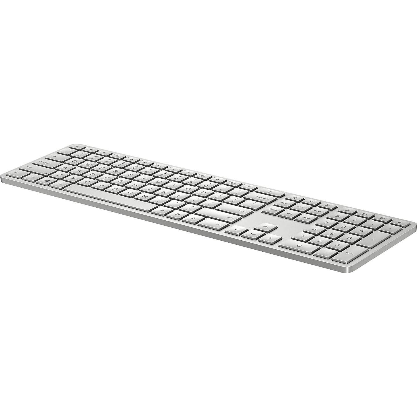 HP 970 Programmable Wireless Keyboard (Silver) - Bluetooth & 2.4 GHz Wireless Multi-Device Connectivity - USB-C Rechargeable Battery - 24 Programmable Keys - Works with Windows & MacOS (3Z729AA#ABA)