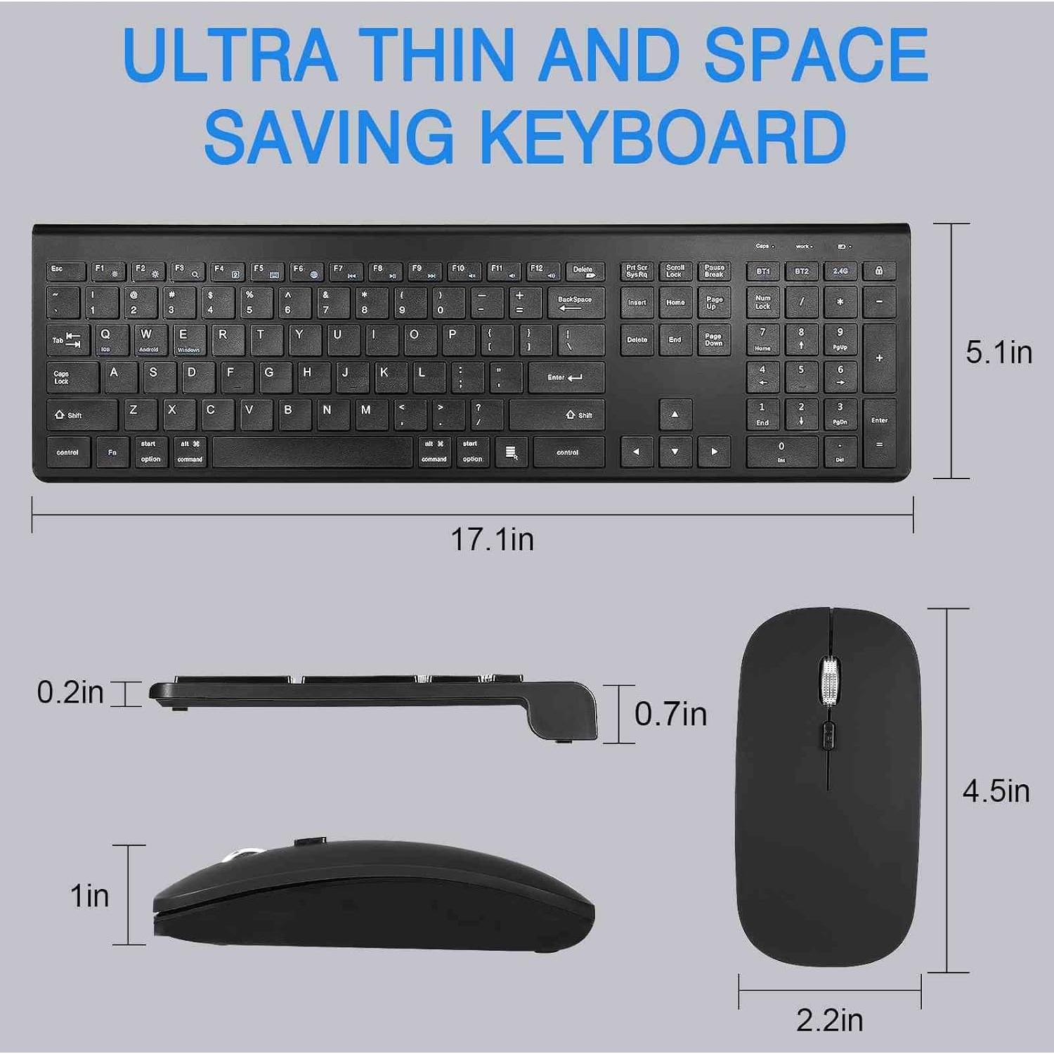 Combo Teclado y Ratón Inalámbrico UrbanX Negro - Recargable