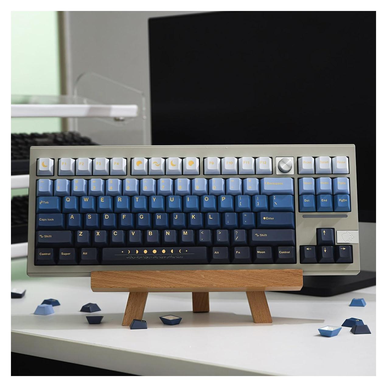 Juego de Teclas PBT Mintcaps 130 Teclas Luna Perfil Cherry