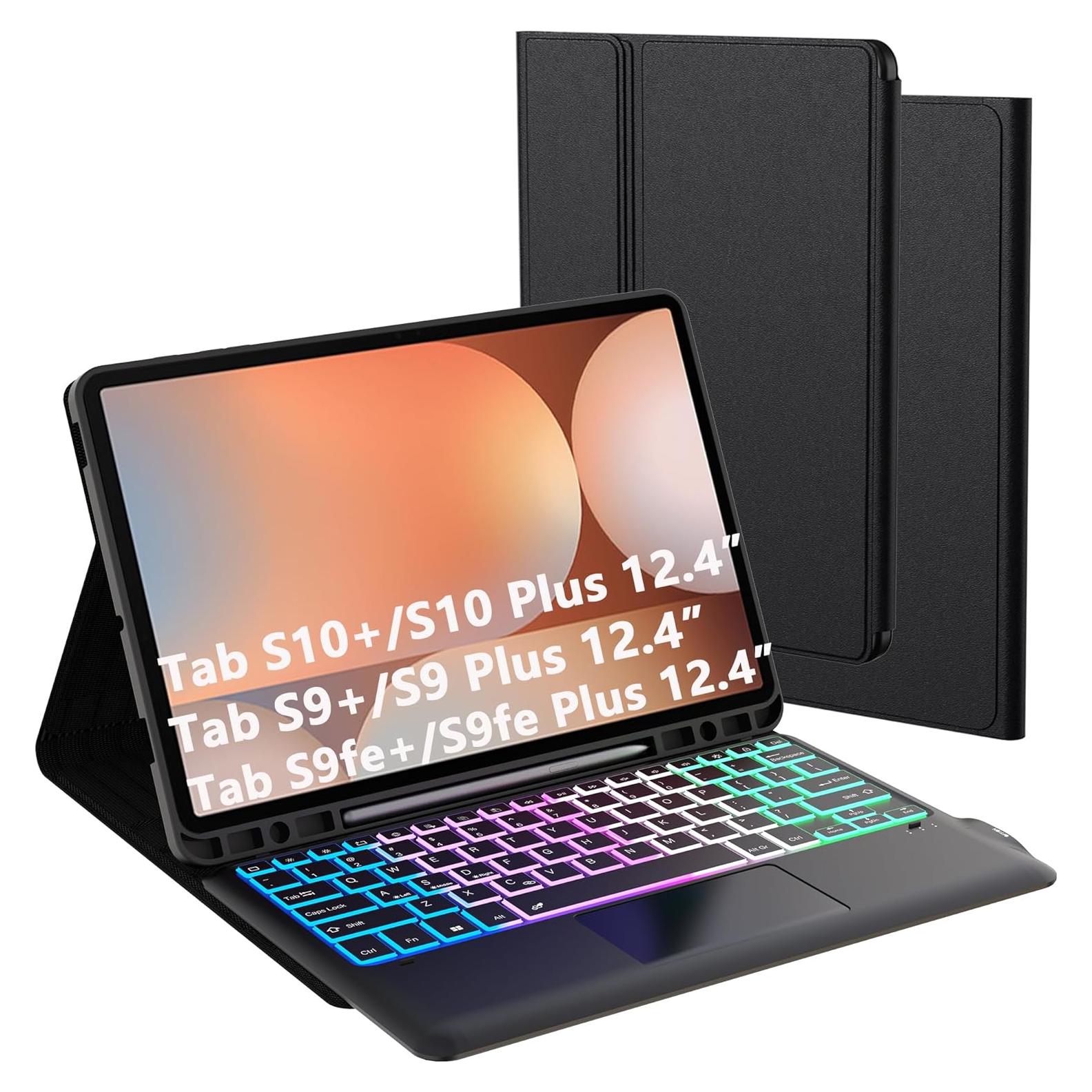Funda de Teclado Retroiluminado SNOODU para Galaxy Tab S9 FE+ 12.4"